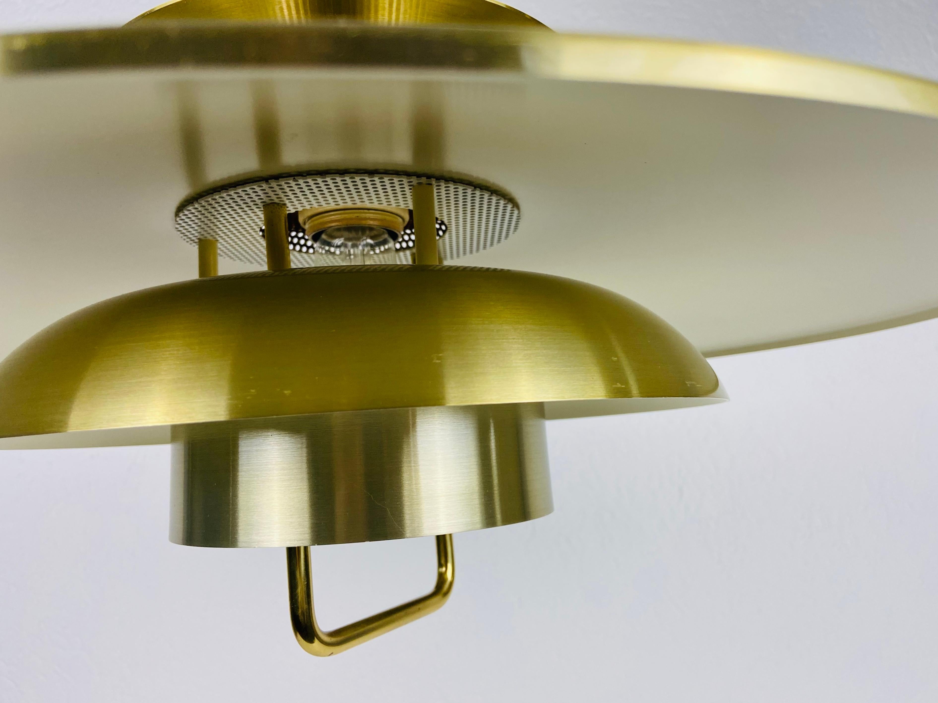 Danish Brass and Metal Pendant Lamp, 1960s 4