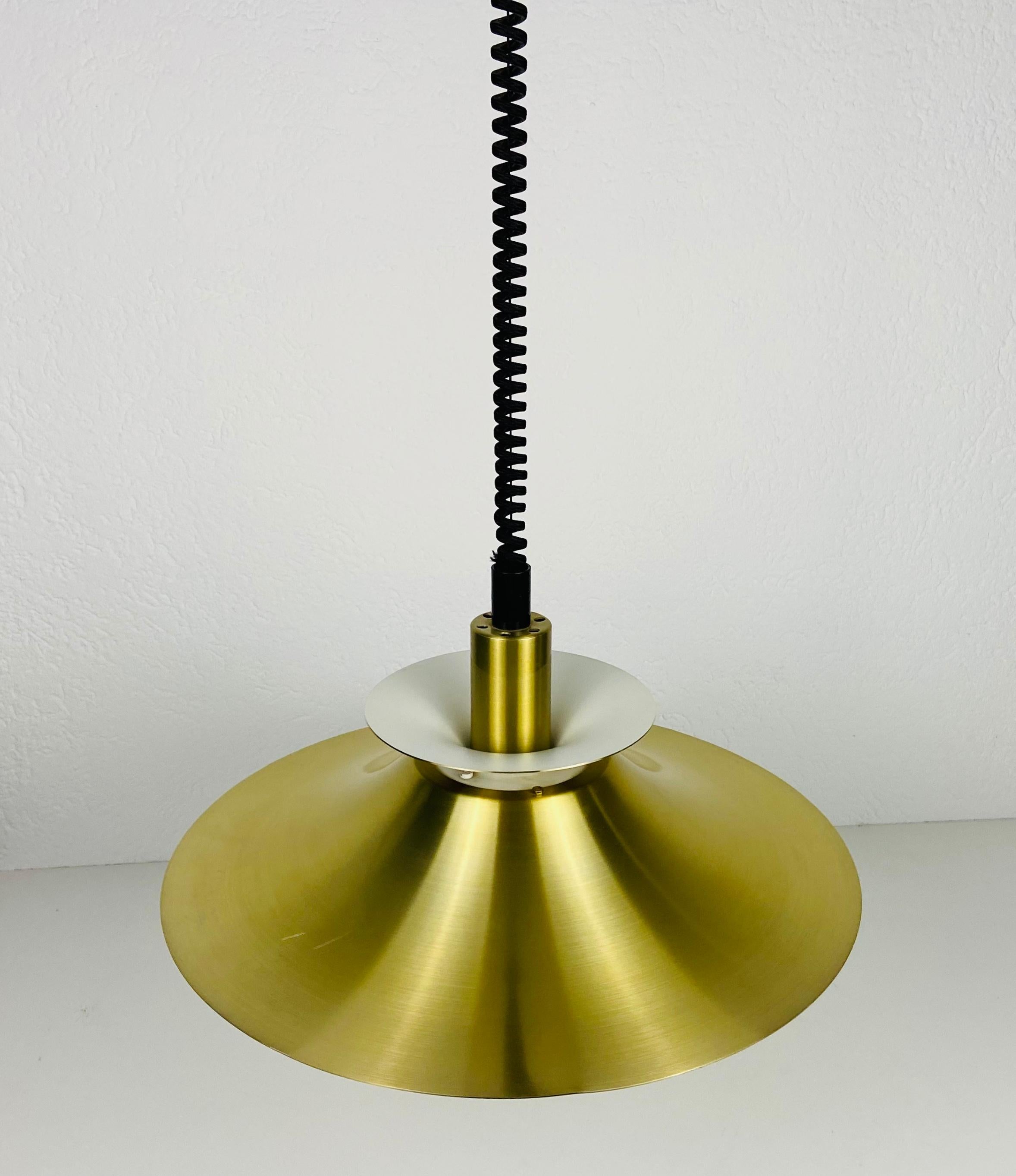 Mid-Century Modern Danish Brass and Metal Pendant Lamp, 1960s For Sale