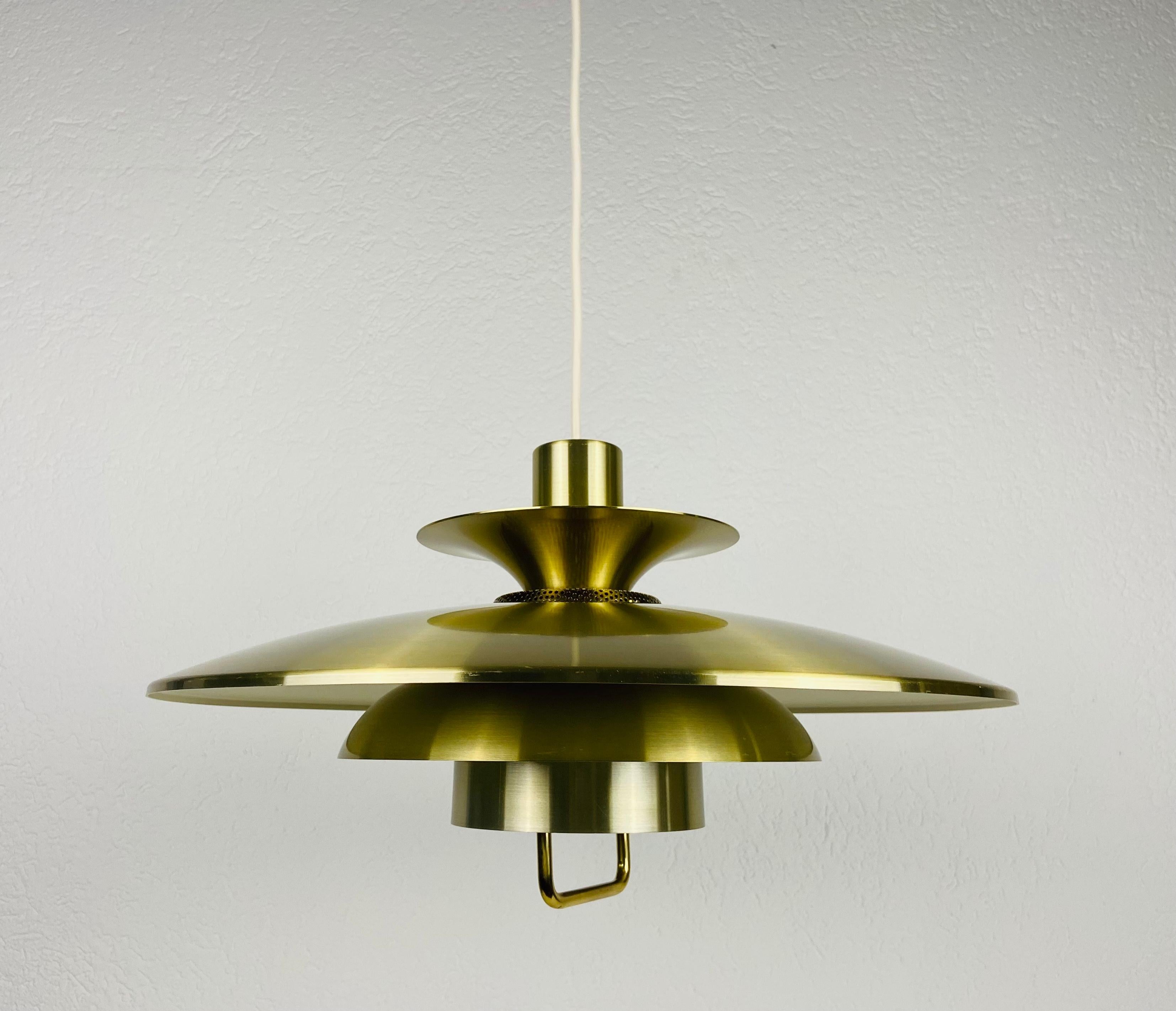 Mid-20th Century Danish Brass and Metal Pendant Lamp, 1960s