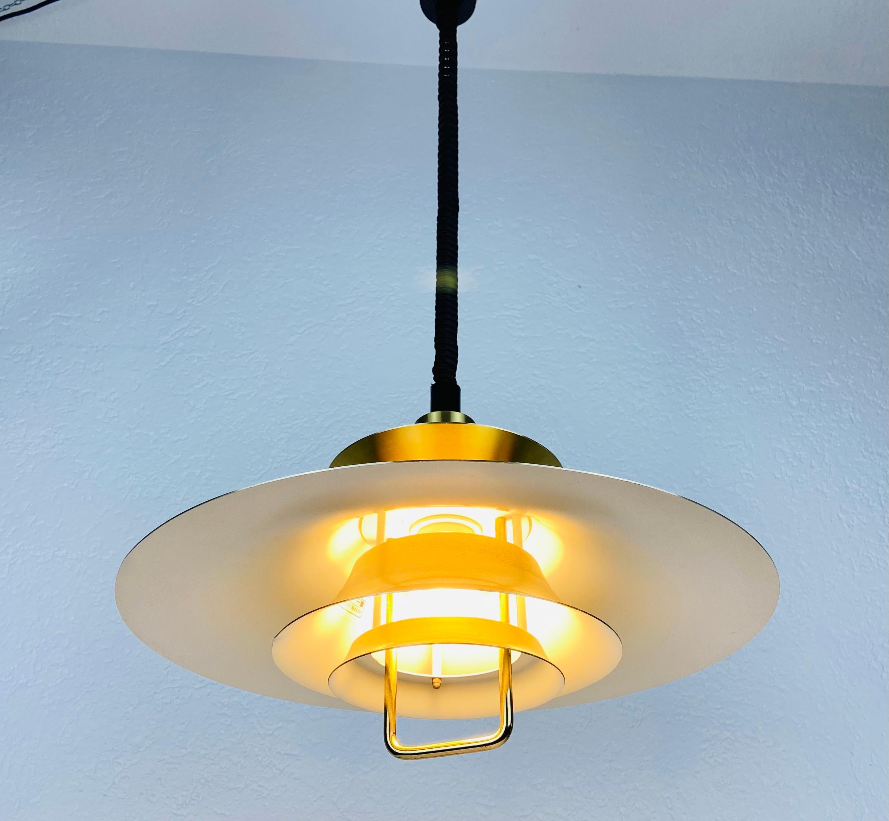Danish Brass and Metal Pendant Lamp, 1960s For Sale 1