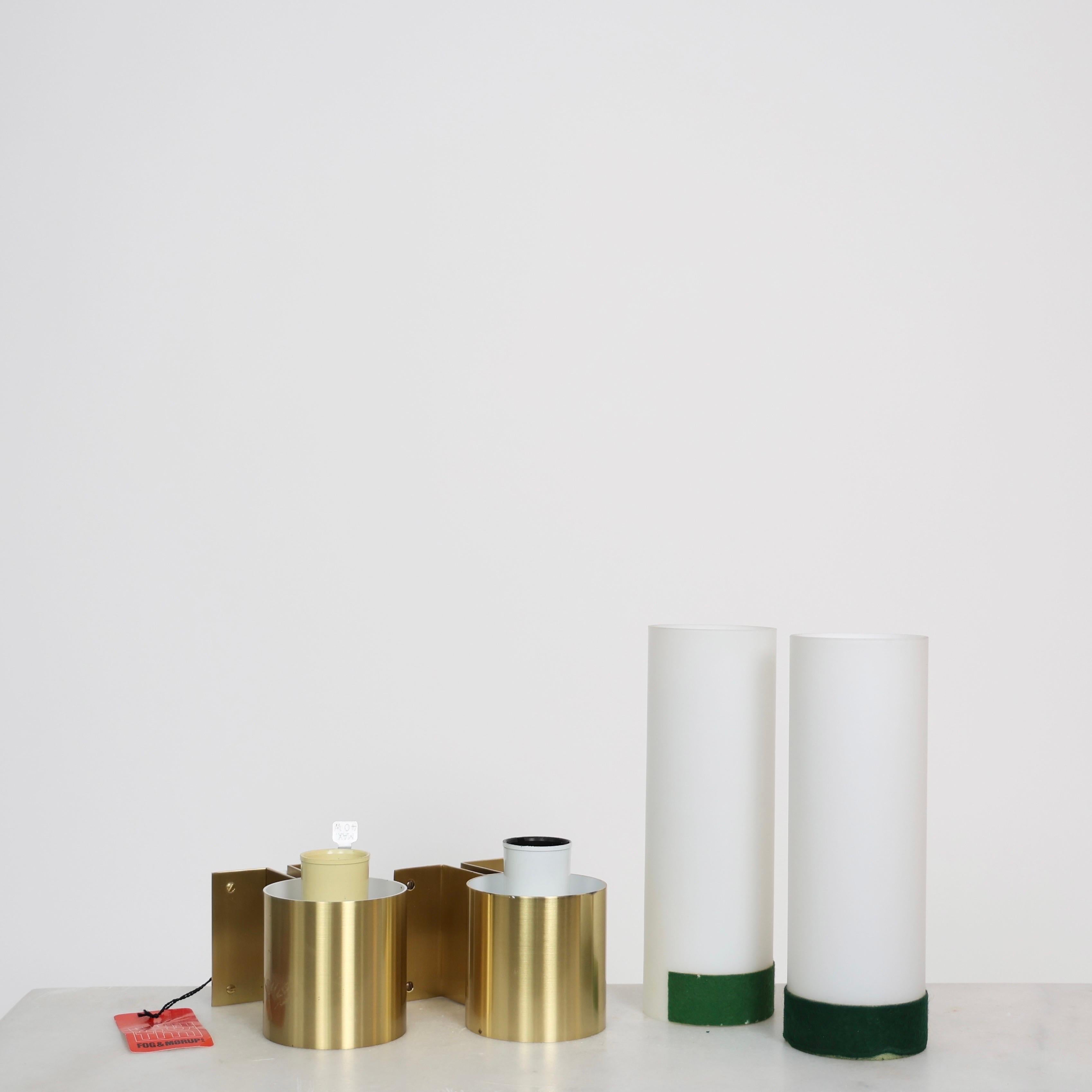 Danish Brass and Opaline Sconces by Jørgen Bo for Fog & Morup, 1960s, Denmark For Sale 5