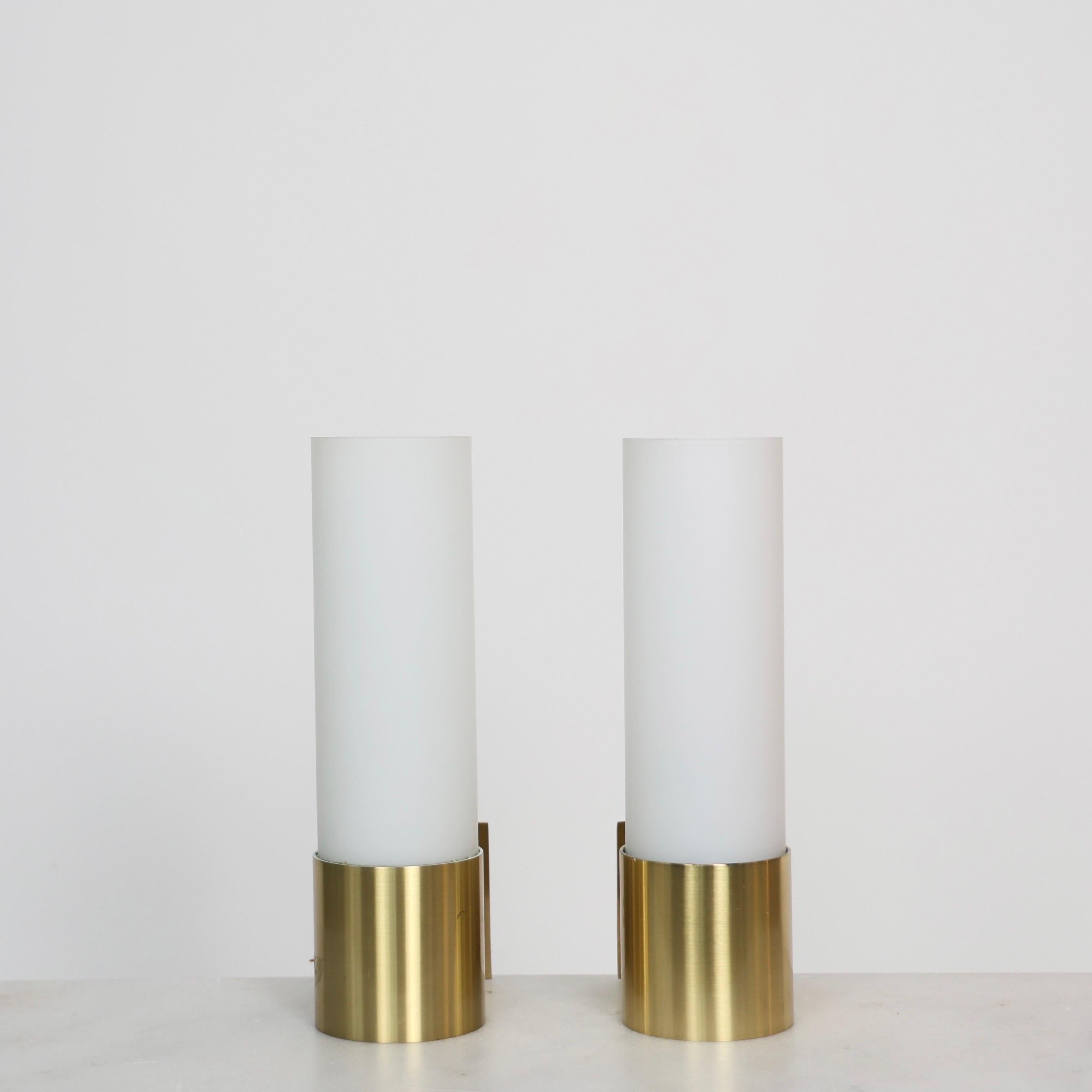 Danish Brass and Opaline Sconces by Jørgen Bo for Fog & Morup, 1960s, Denmark In Good Condition For Sale In Værløse, DK