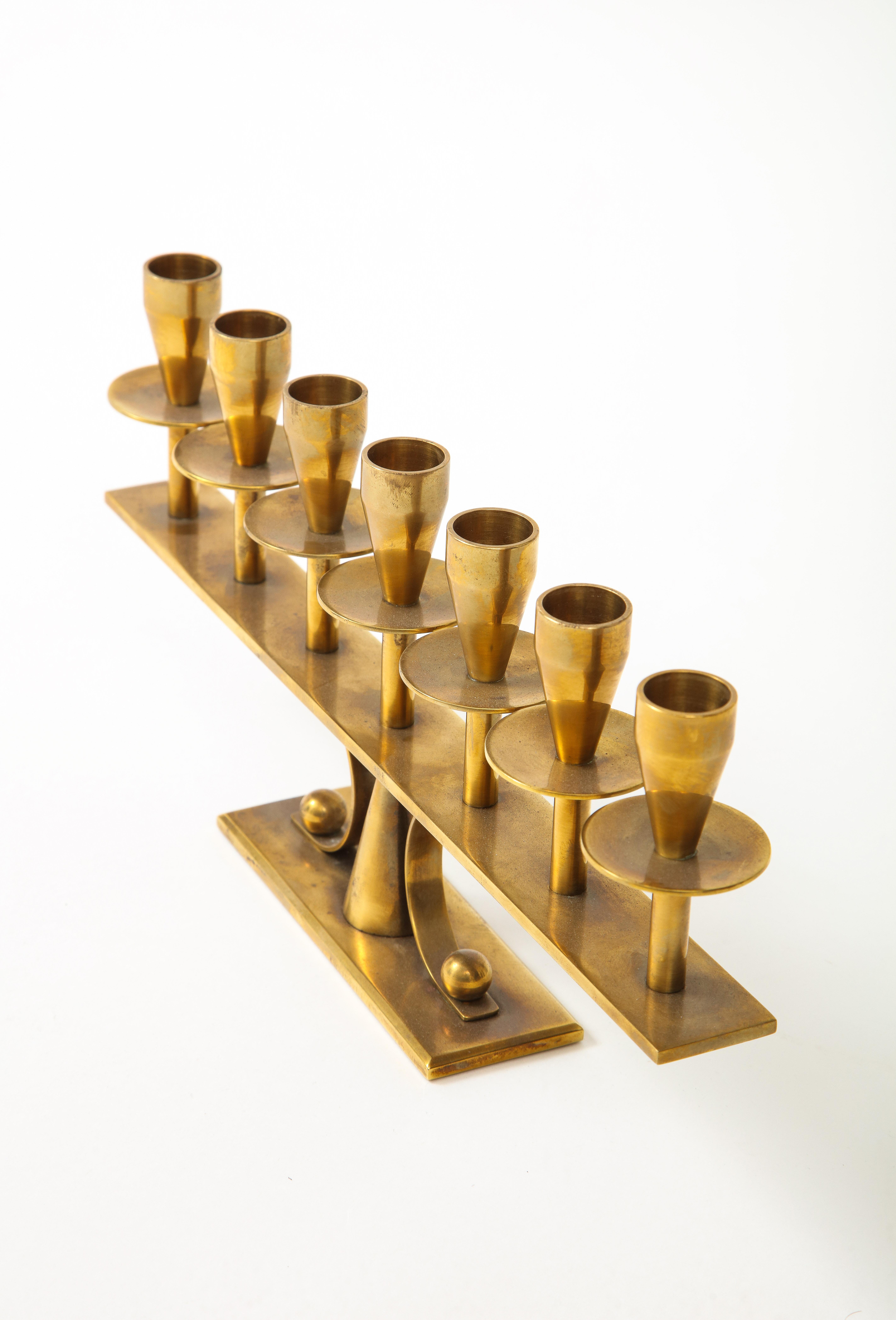 Mid-Century Modern Danish Brass Candelabra For Sale