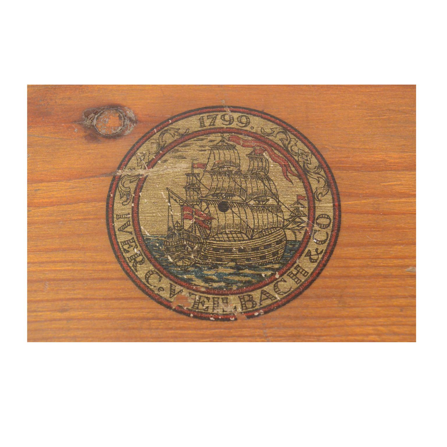 1920s-30 Danish Brass Antique Nautical Magnetic Compass  Original Wooden Box 11