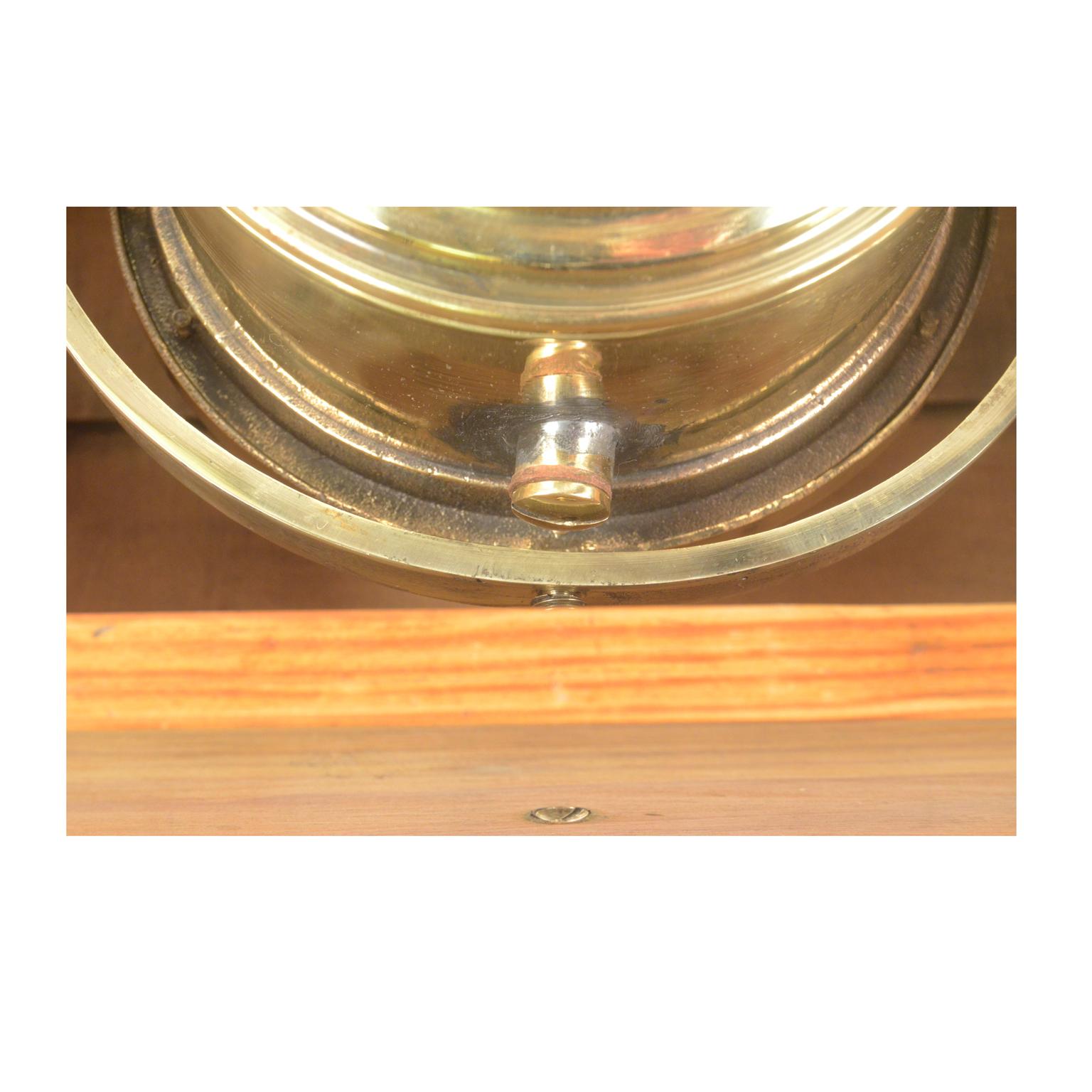 1920s-30 Danish Brass Antique Nautical Magnetic Compass  Original Wooden Box 3