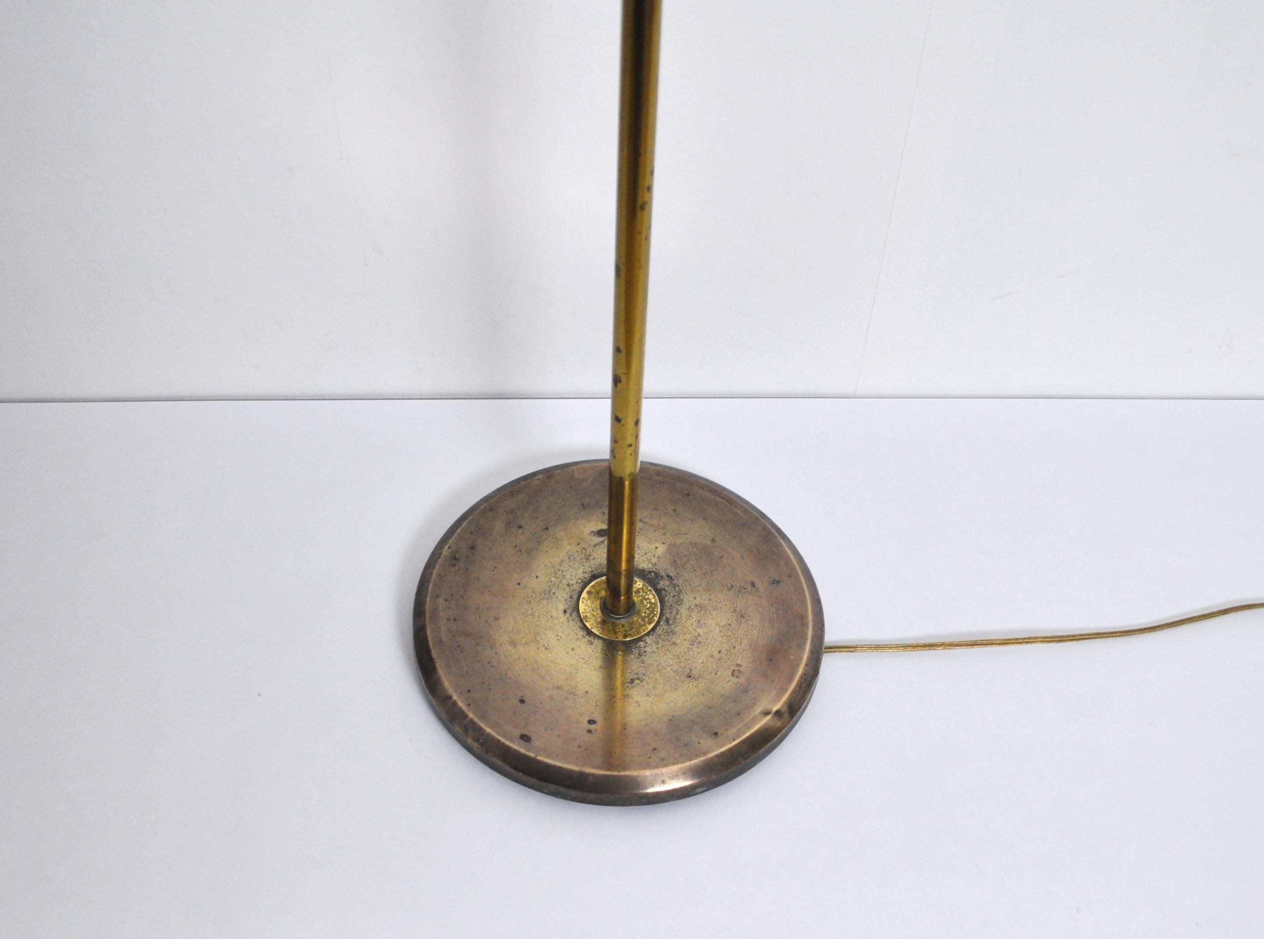 Scandinavian Modern Danish Brass Floor Lamp with Le Klint Shade For Sale