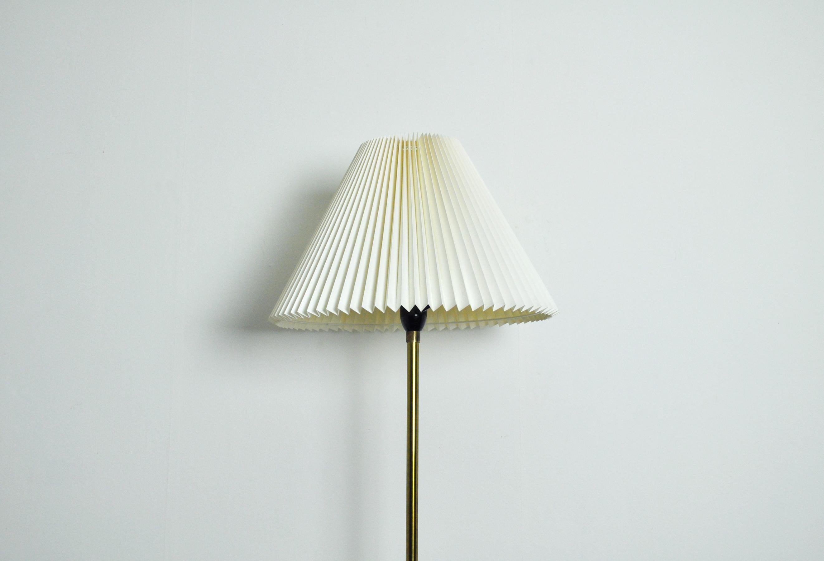 Danish Brass Floor Lamp with Le Klint Shade For Sale 3