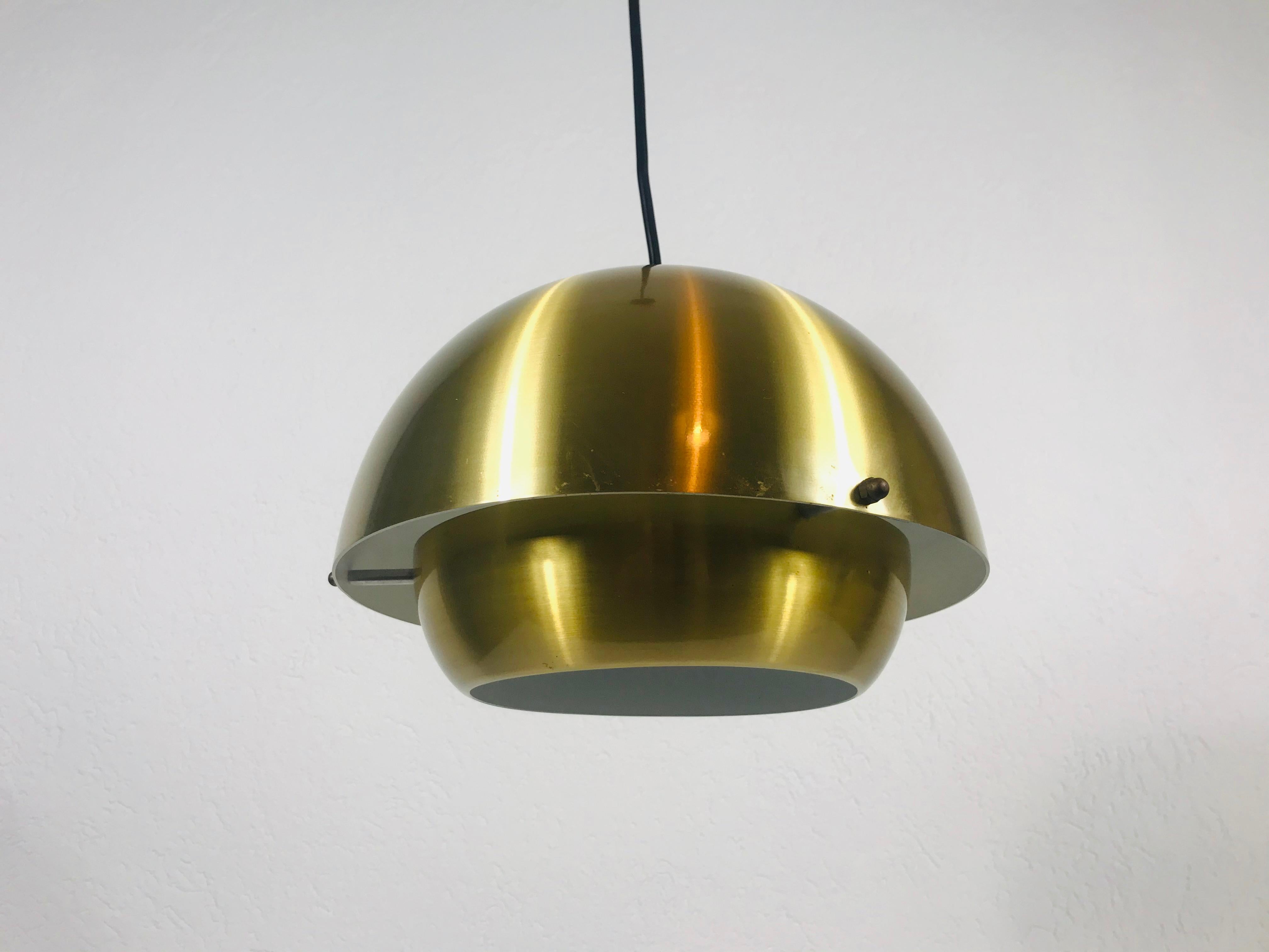 Mid-Century Modern Danish Brass Metal Pendant Lamp by Super Light, 1970s