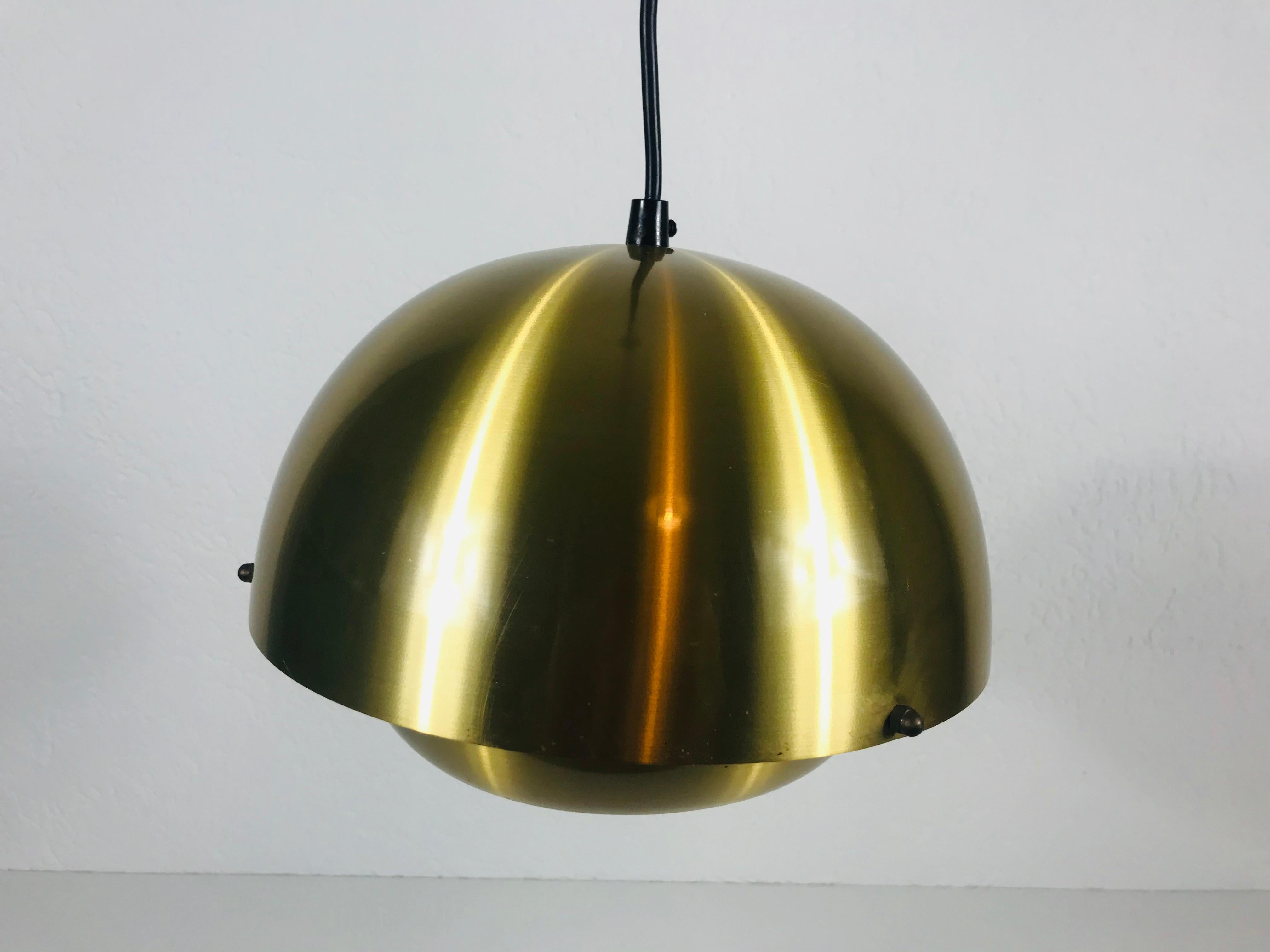 Danish Brass Metal Pendant Lamp by Super Light, 1970s 2
