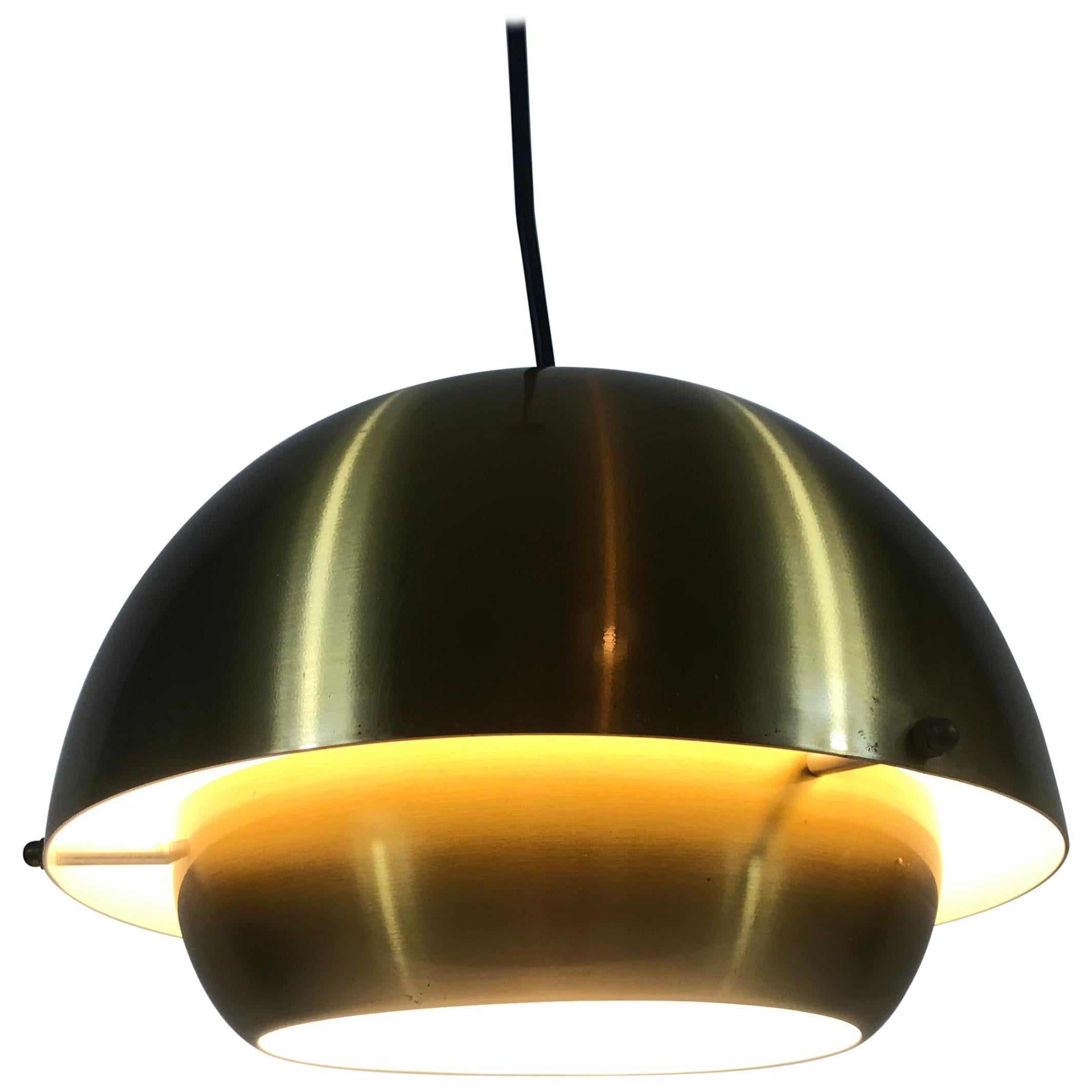 Danish Brass Metal Pendant Lamp by Super Light, 1970s