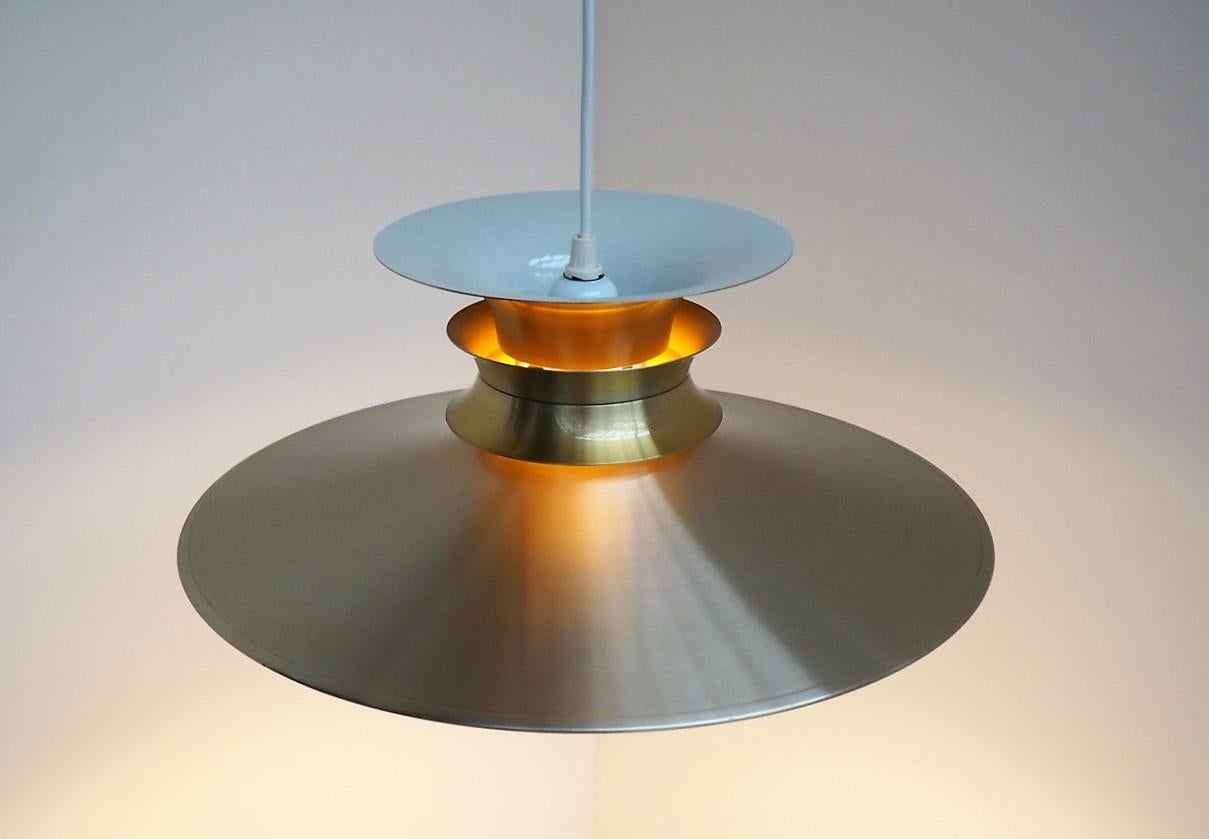 Danish Brass Pendant by Bent Nordsted for Lyskaer, 1970s In Good Condition For Sale In Spoettrup, DK