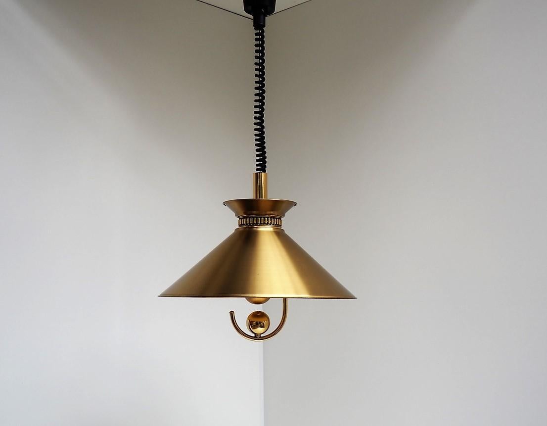 Lacquered Danish Brass Pendant by Company Frandsen, Vintage Midcentury Design, 1970s For Sale
