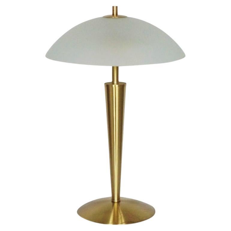 Dänische Tischlampe aus satiniertem Glas mit zwei Lichtern Schreibtischlampe, Dänemark, 1960er Jahre