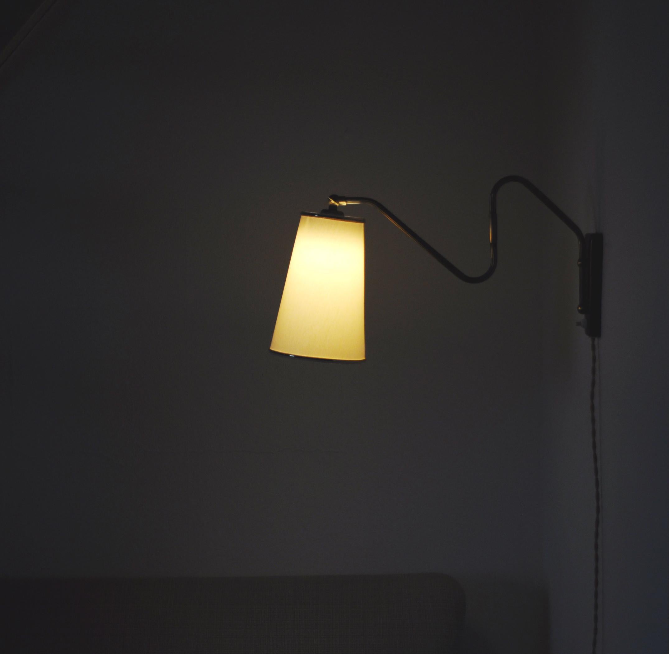 Danish Brass Swing Arm Wall Lamp, 1950s 6