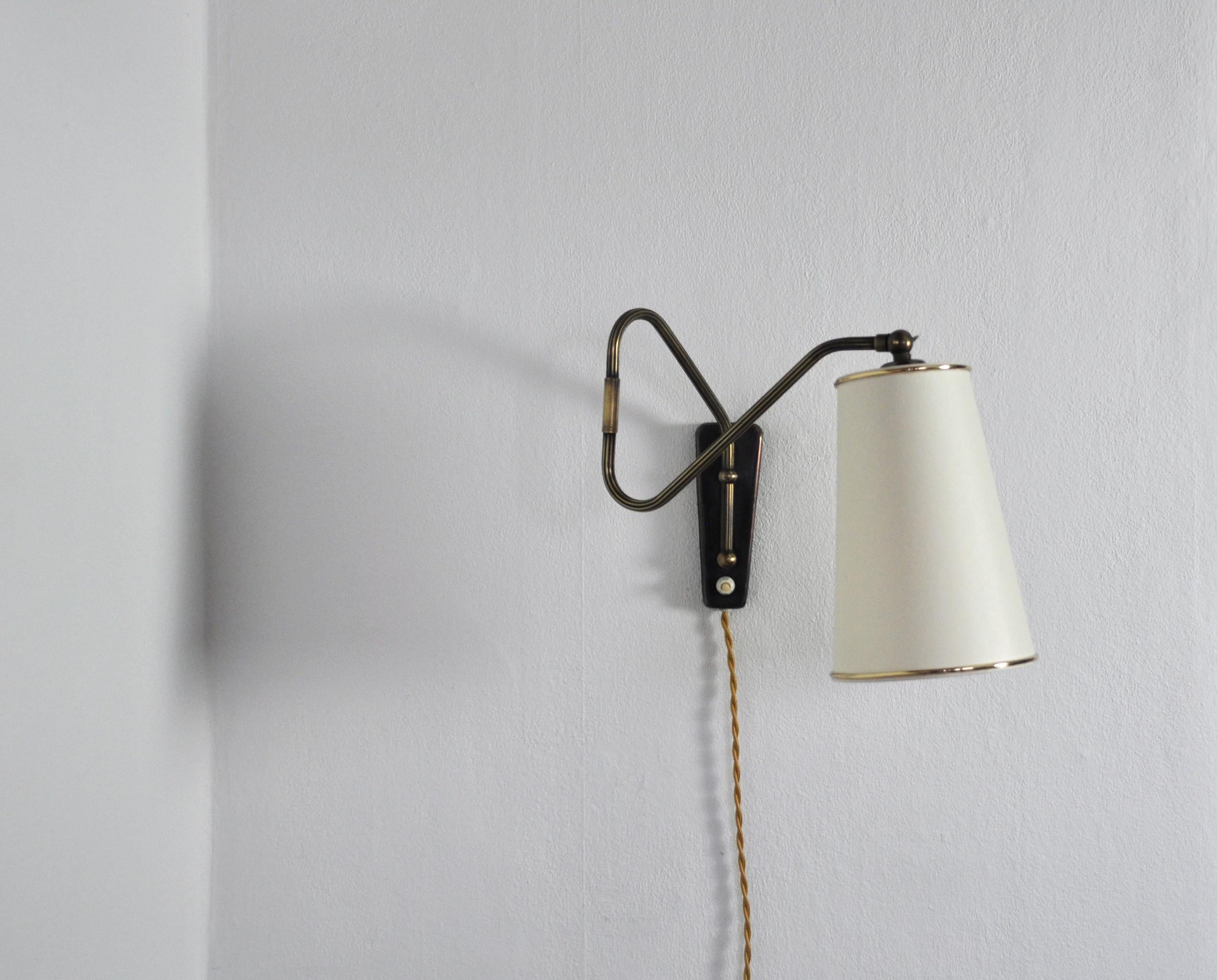 20th Century Danish Brass Swing Arm Wall Lamp, 1950s
