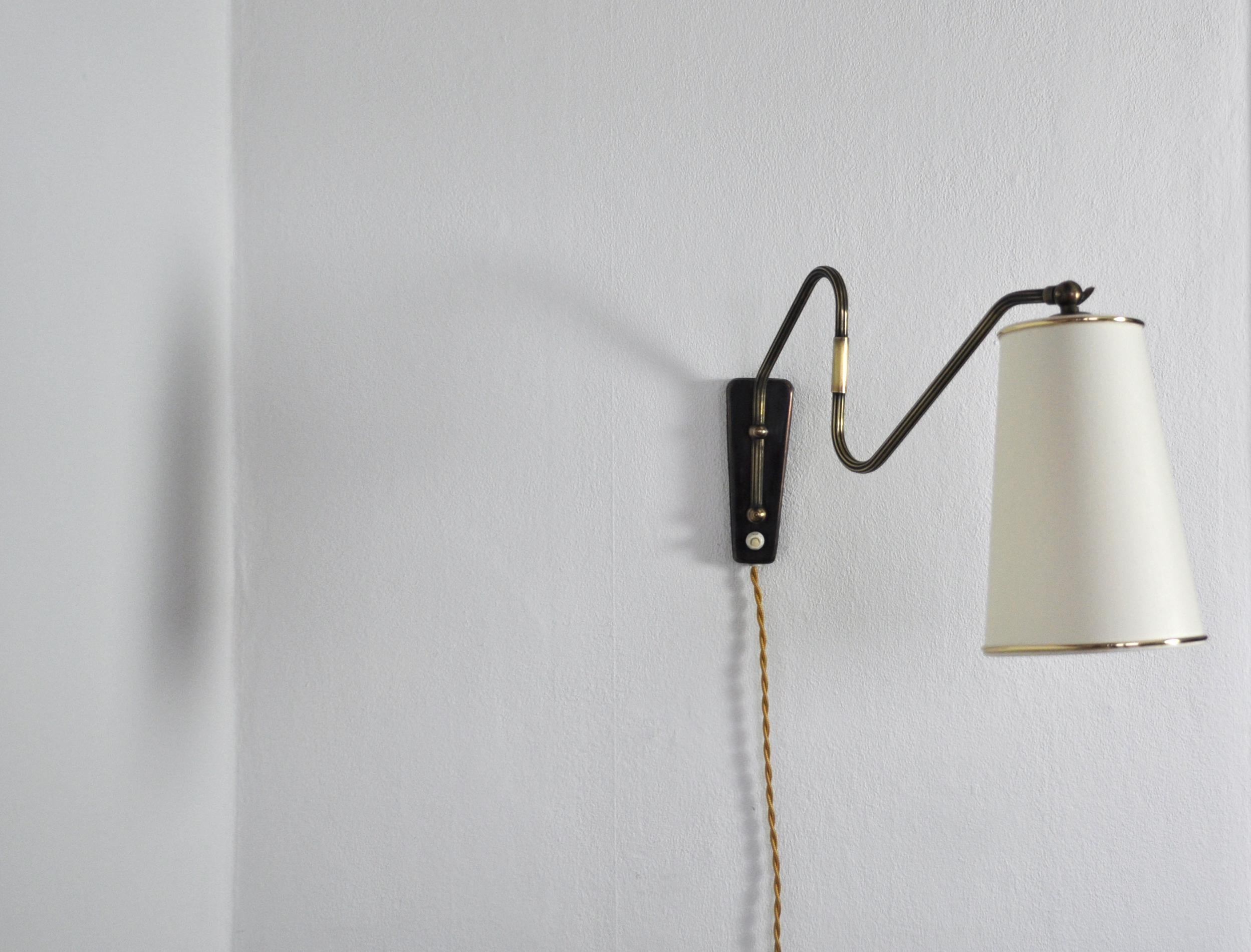 Danish Brass Swing Arm Wall Lamp, 1950s 1