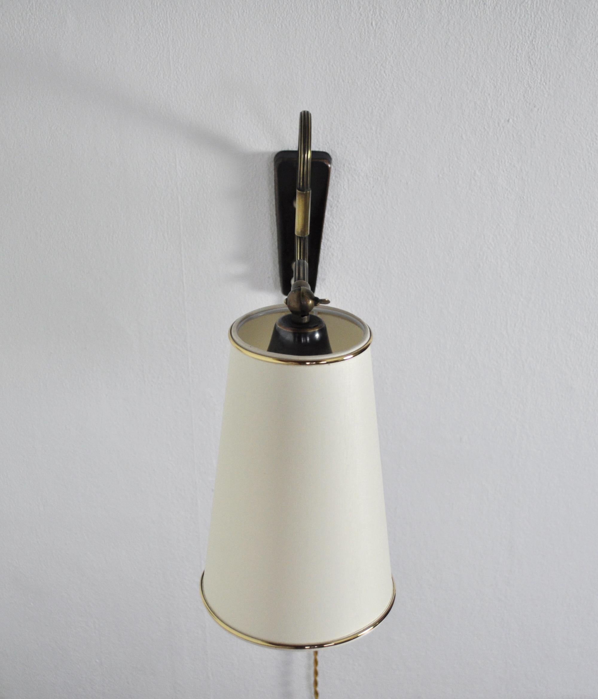 Danish Brass Swing Arm Wall Lamp, 1950s 2