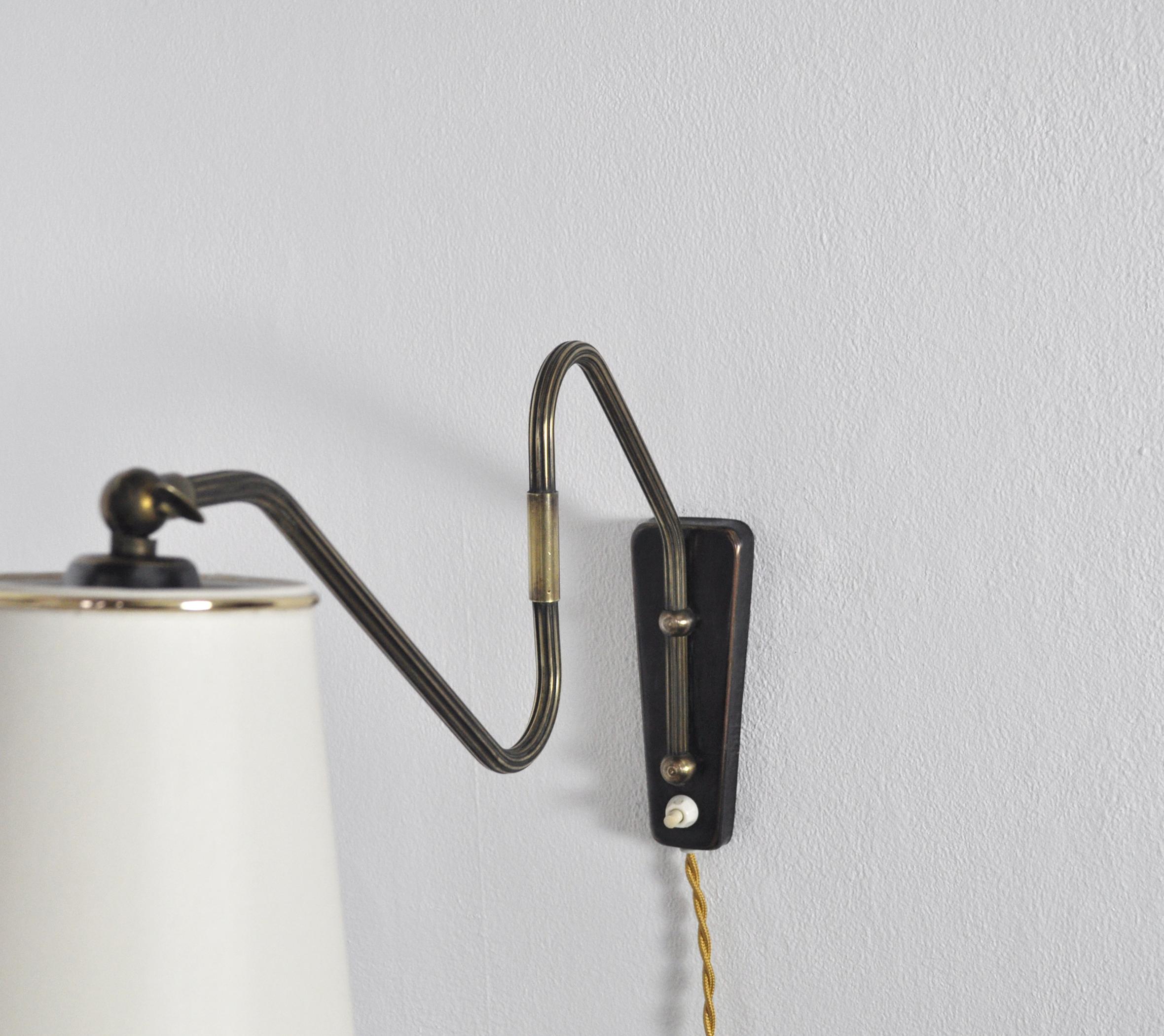 Danish Brass Swing Arm Wall Lamp, 1950s 4