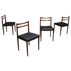 Danish Brazilian Rosewood Dining Chairs in New Black Leather, Denmark, 1950s