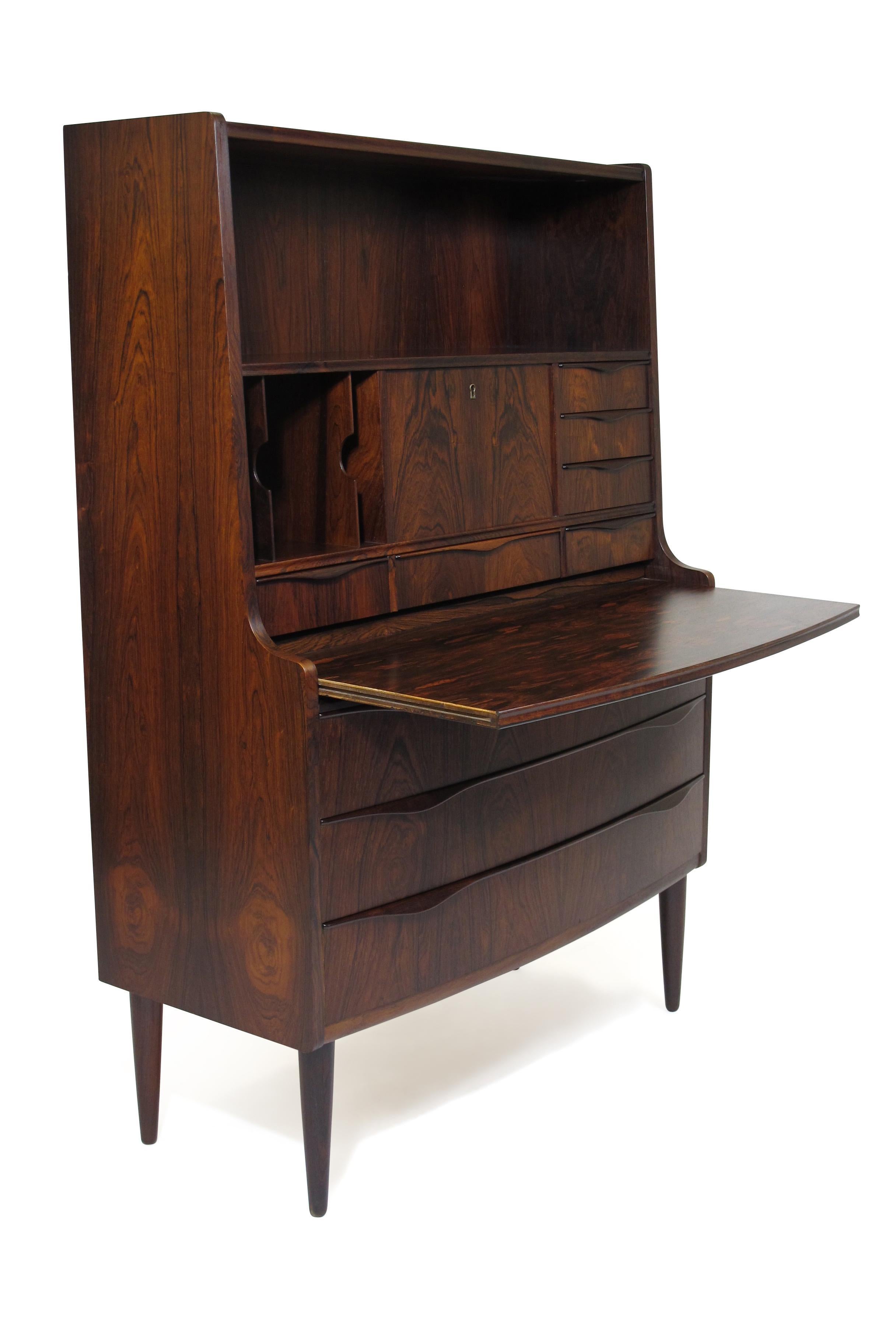 Scandinavian Modern Danish Brazilian Rosewood Secretary Desk