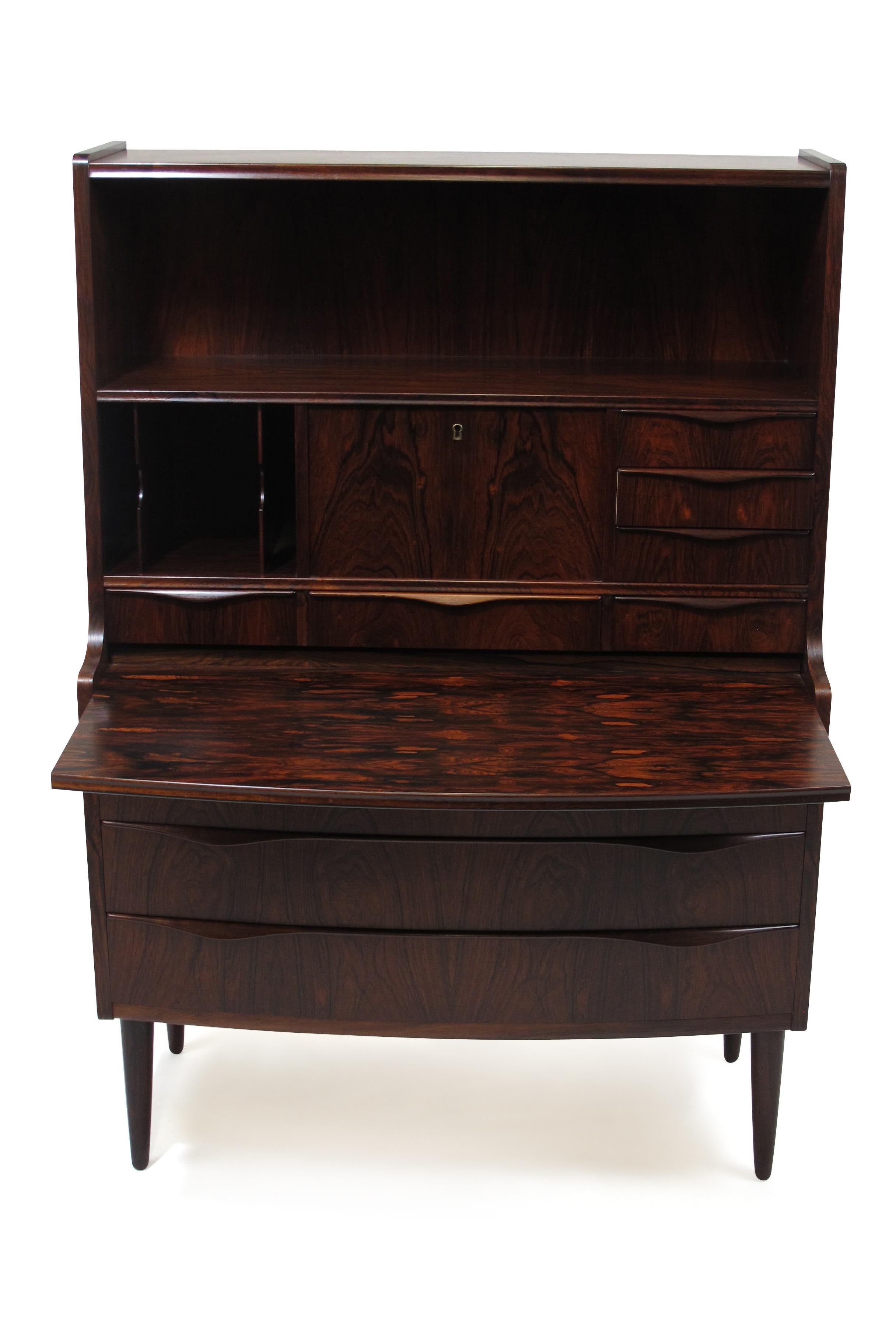 Danish Brazilian Rosewood Secretary Desk In Excellent Condition In Oakland, CA