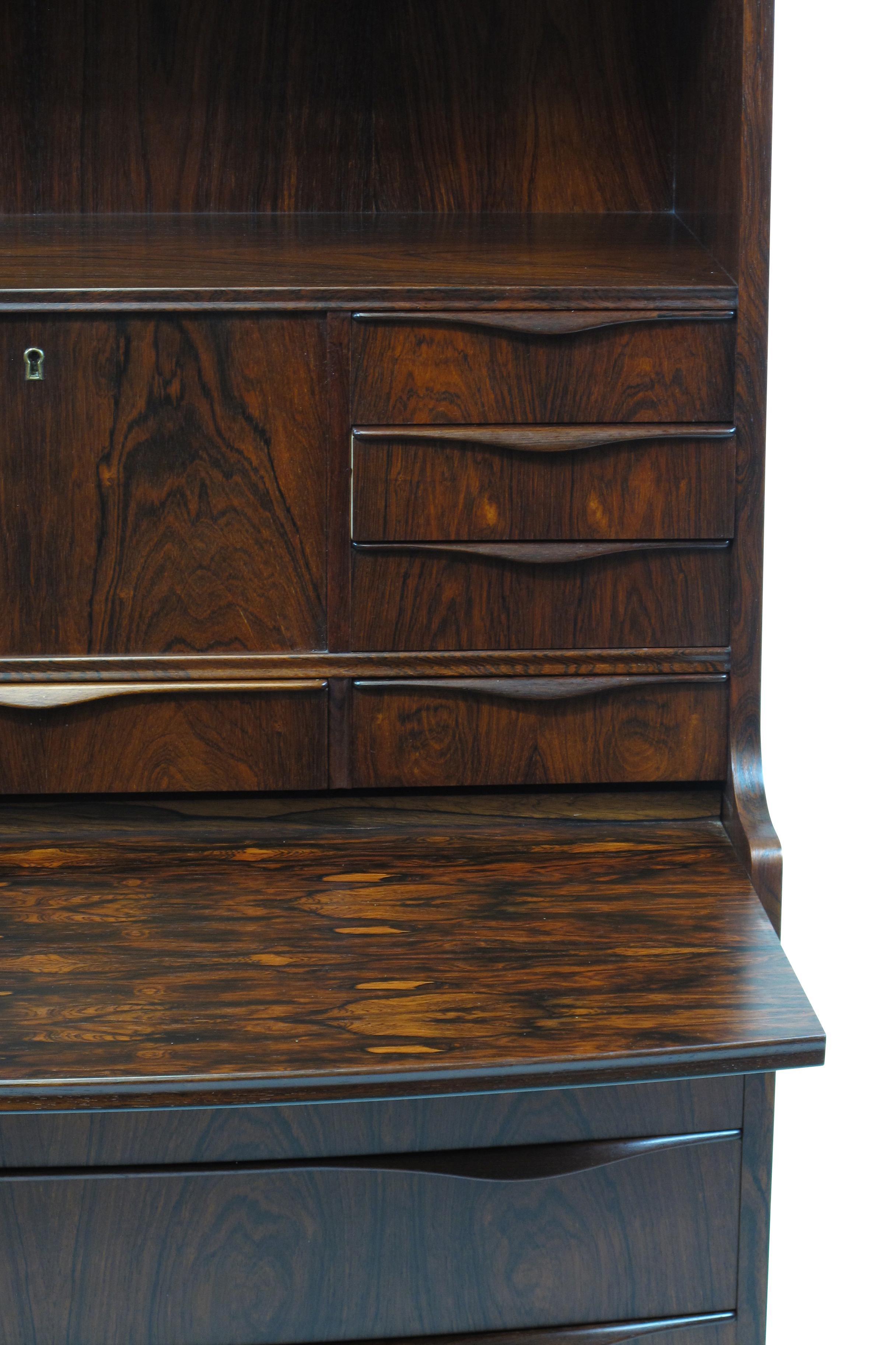20th Century Danish Brazilian Rosewood Secretary Desk