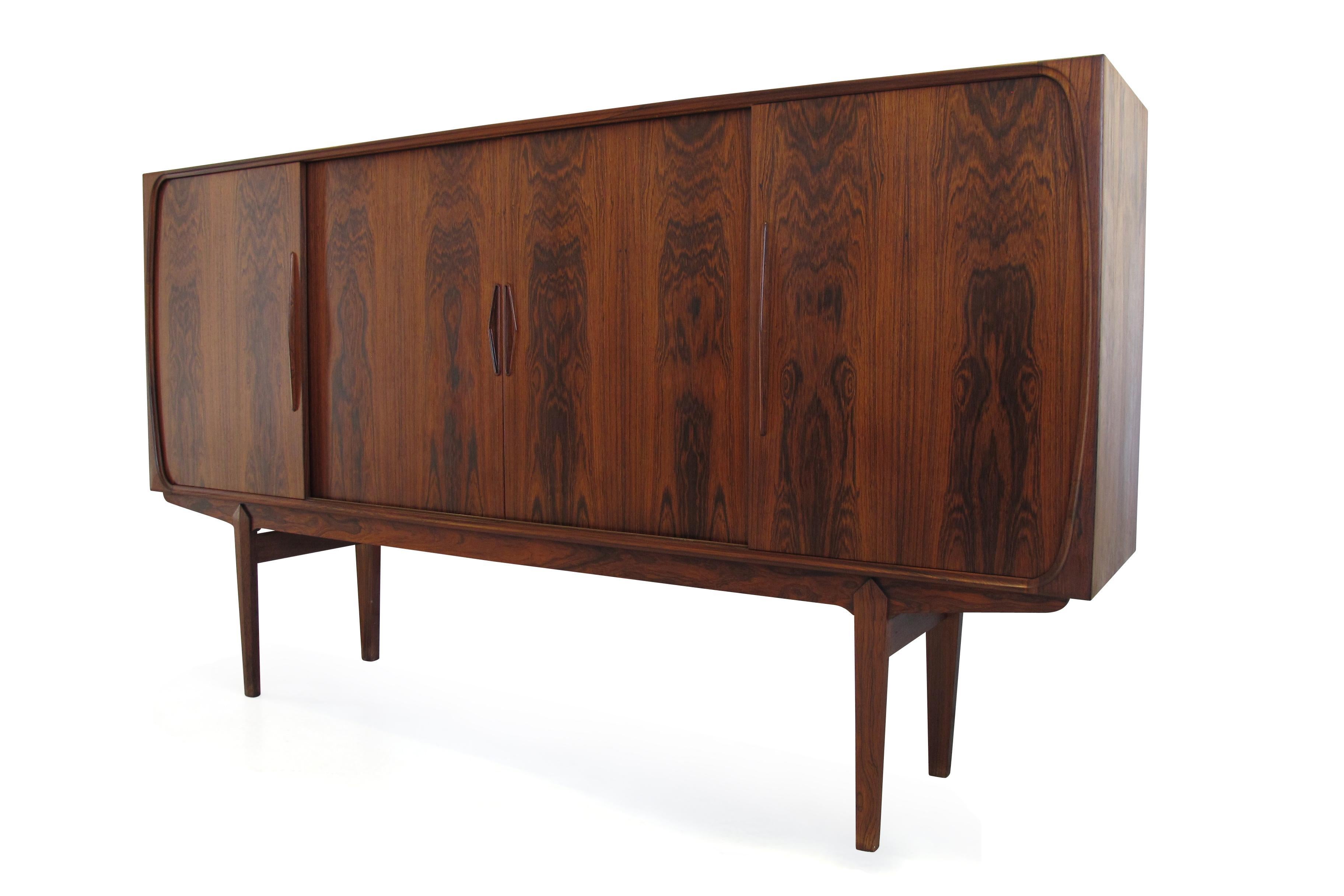 Mid-20th Century Danish Brazilian Rosewood Sideboard with Center Bar For Sale