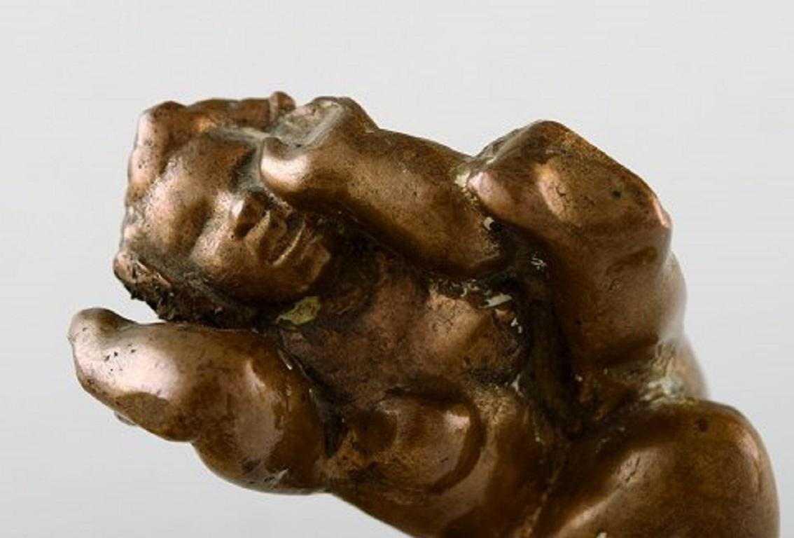 Scandinavian Modern Danish Bronze Sculptor, a Pair of Patinated Bronze Figures, Naked Women For Sale