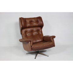 Danish Brown  Leather Armchair, 1960s