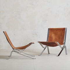 Danish Brown Leather + Chrome Frame Lounge Chair #1, 1960s