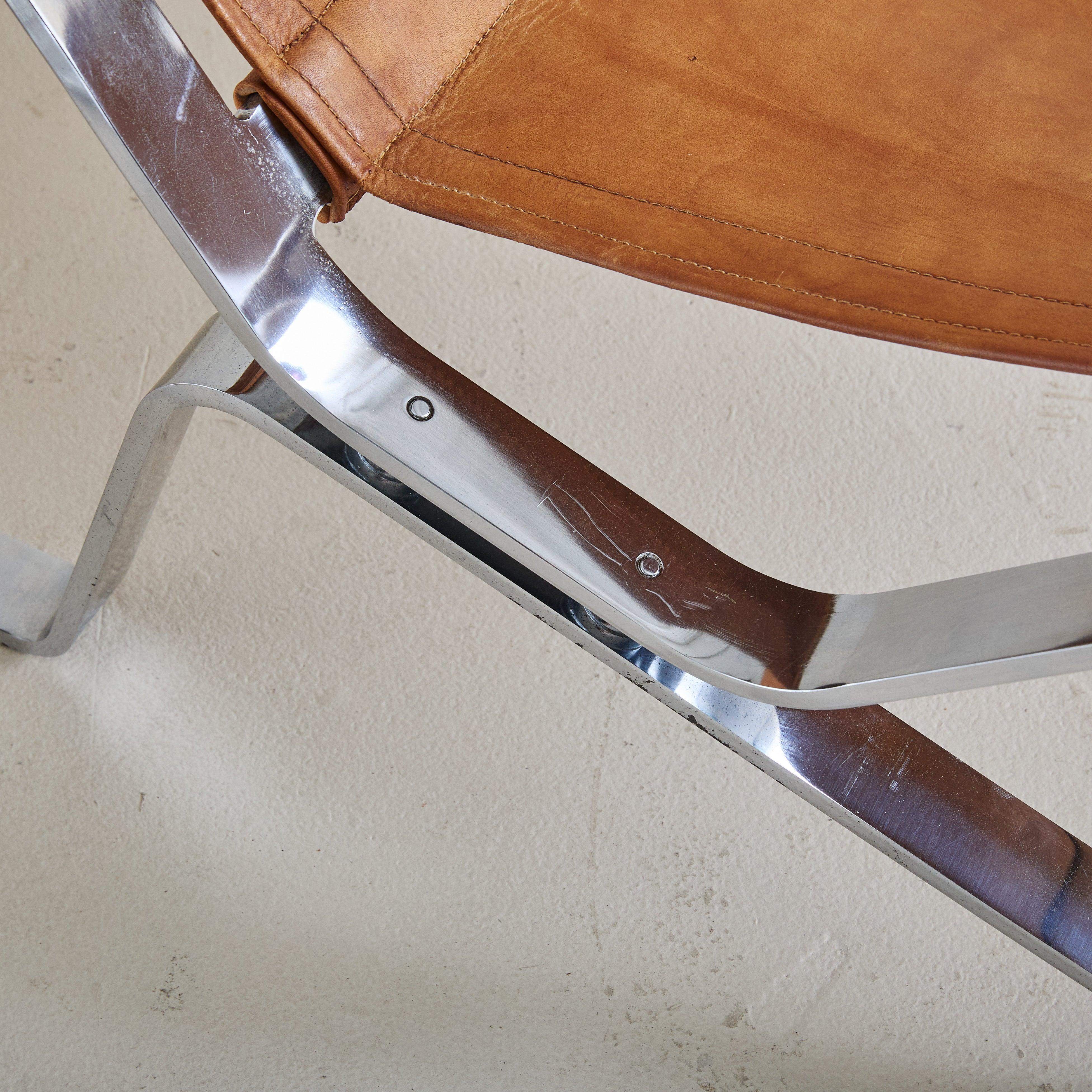 Danish Brown Leather + Chrome Frame Lounge Chair #2, 1960s For Sale 5