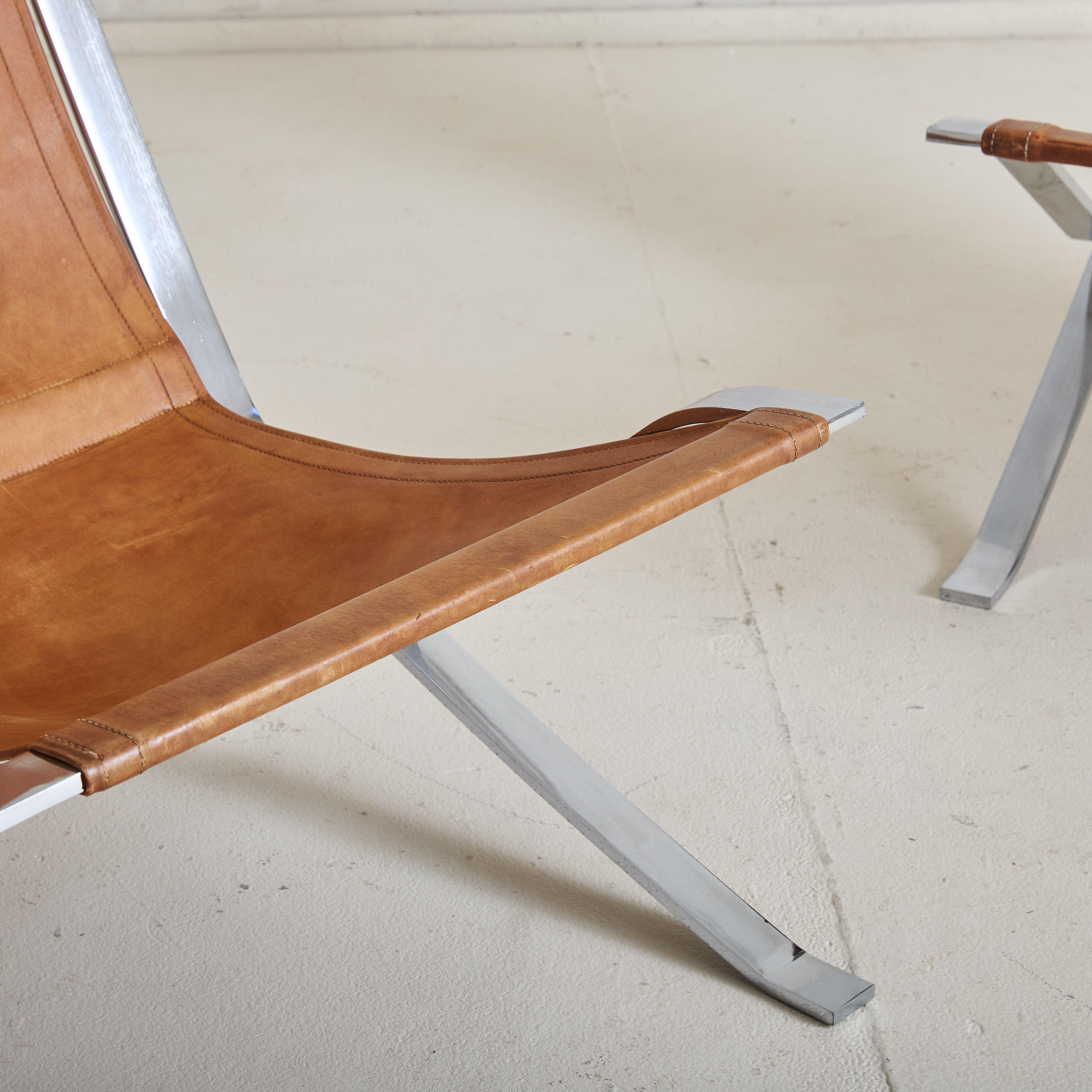 Danish Brown Leather + Chrome Frame Lounge Chair #2, 1960s For Sale 4