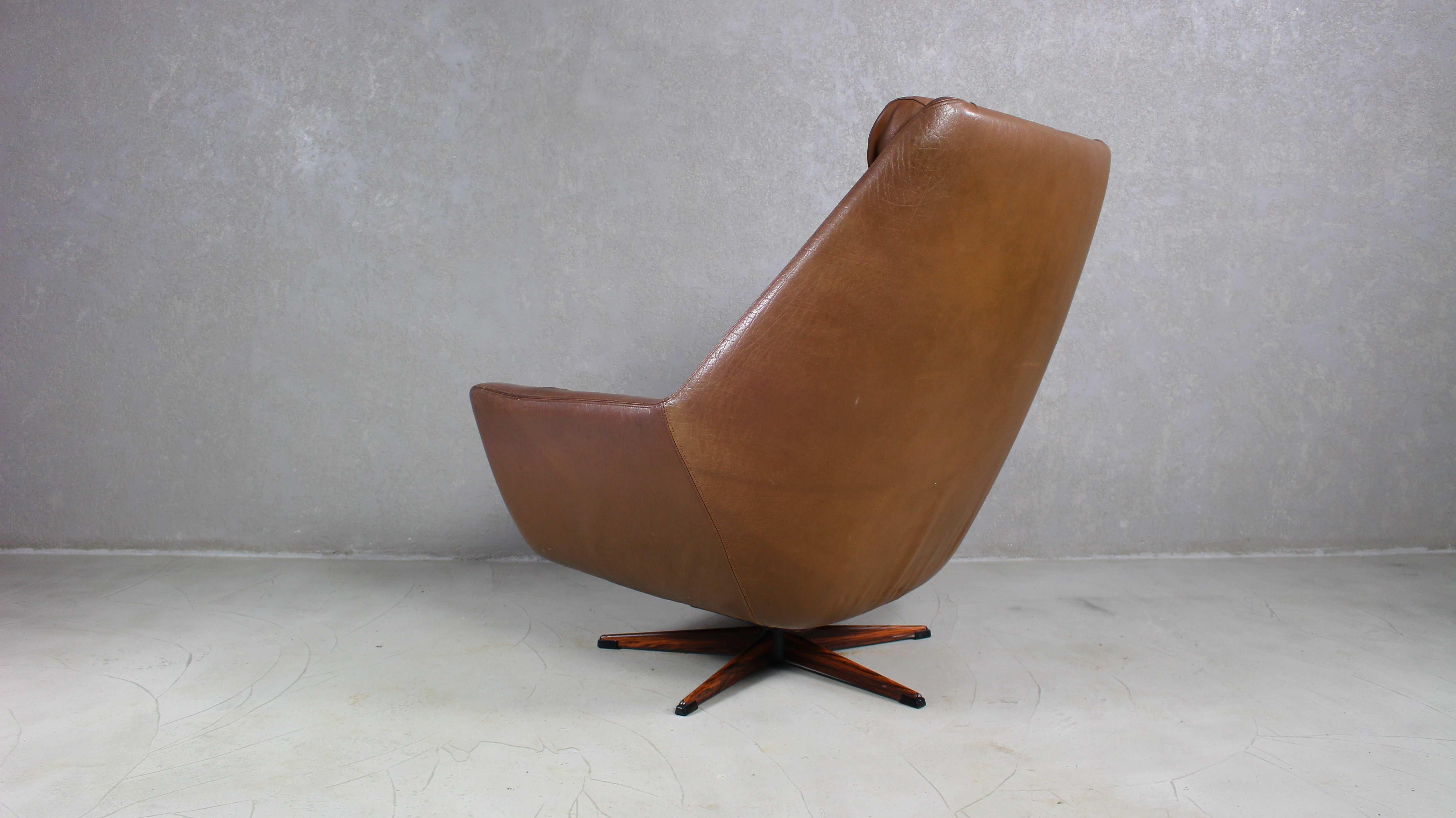 Danish Brown Leather Lounge Chair by Erhardsen & Andersen, 1970s 5