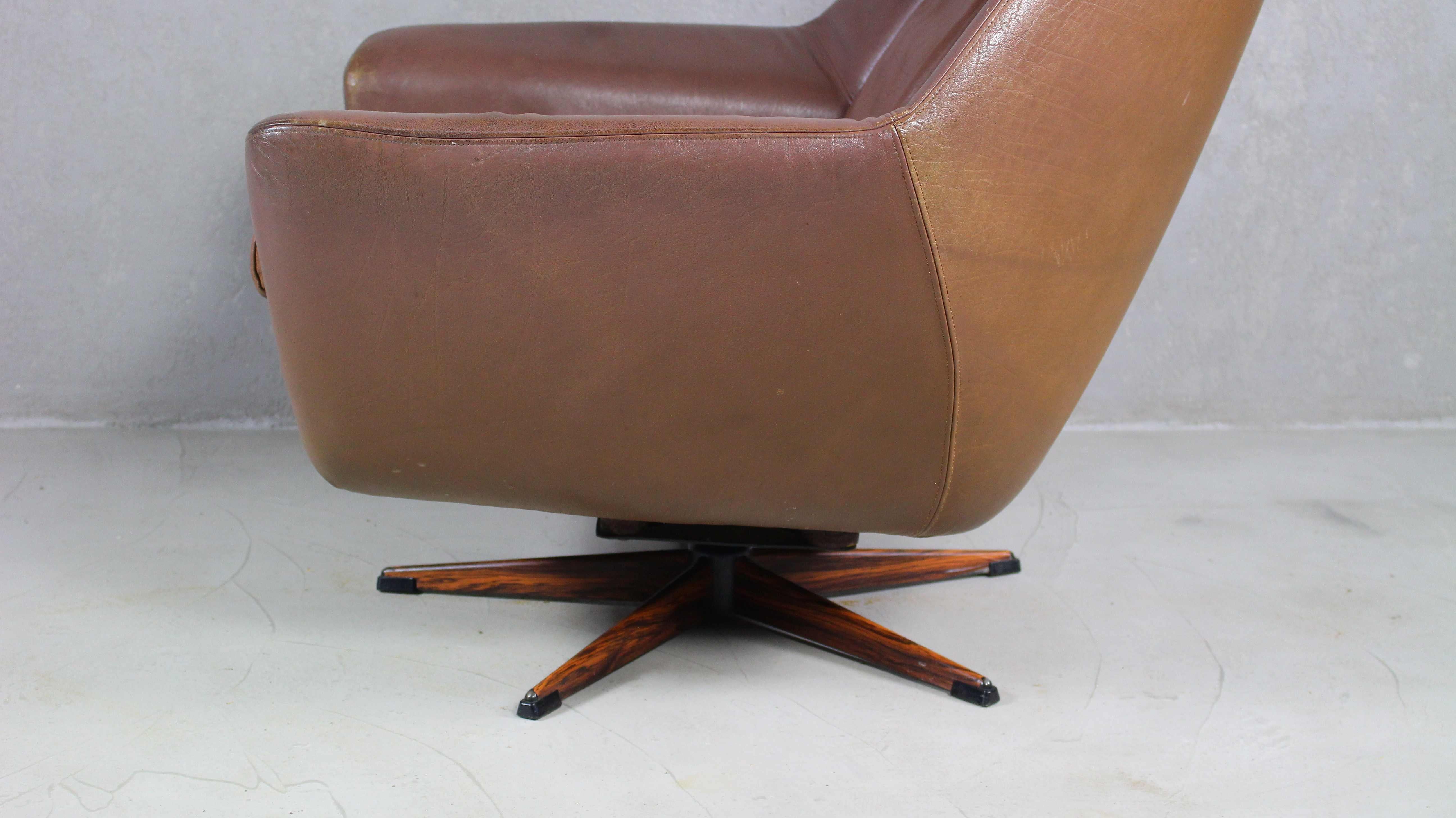 Danish Brown Leather Lounge Chair by Erhardsen & Andersen, 1970s 7