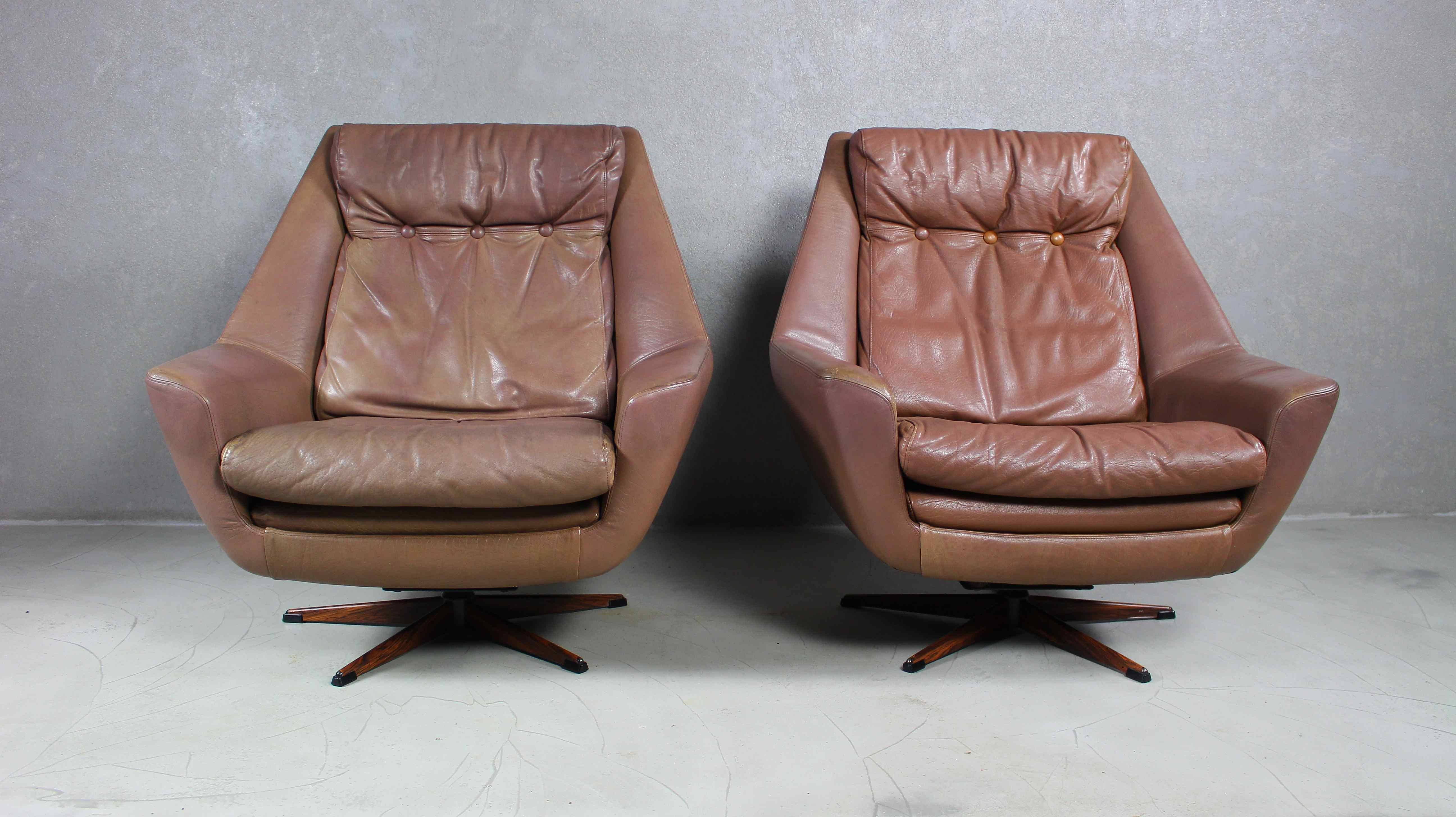 Danish Brown Leather Lounge Chair by Erhardsen & Andersen, 1970s 9