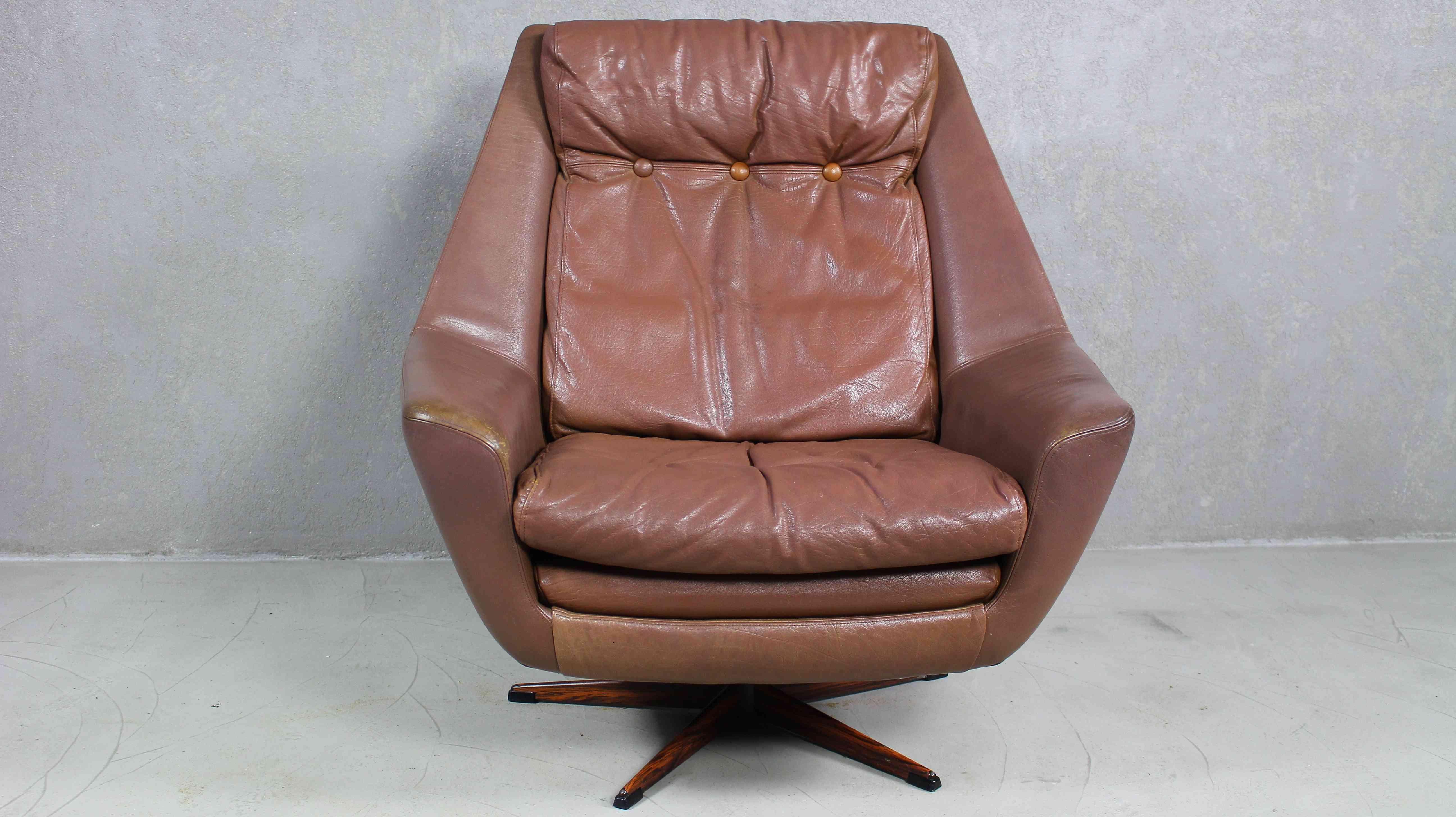 Scandinavian Modern Danish Brown Leather Lounge Chair by Erhardsen & Andersen, 1970s