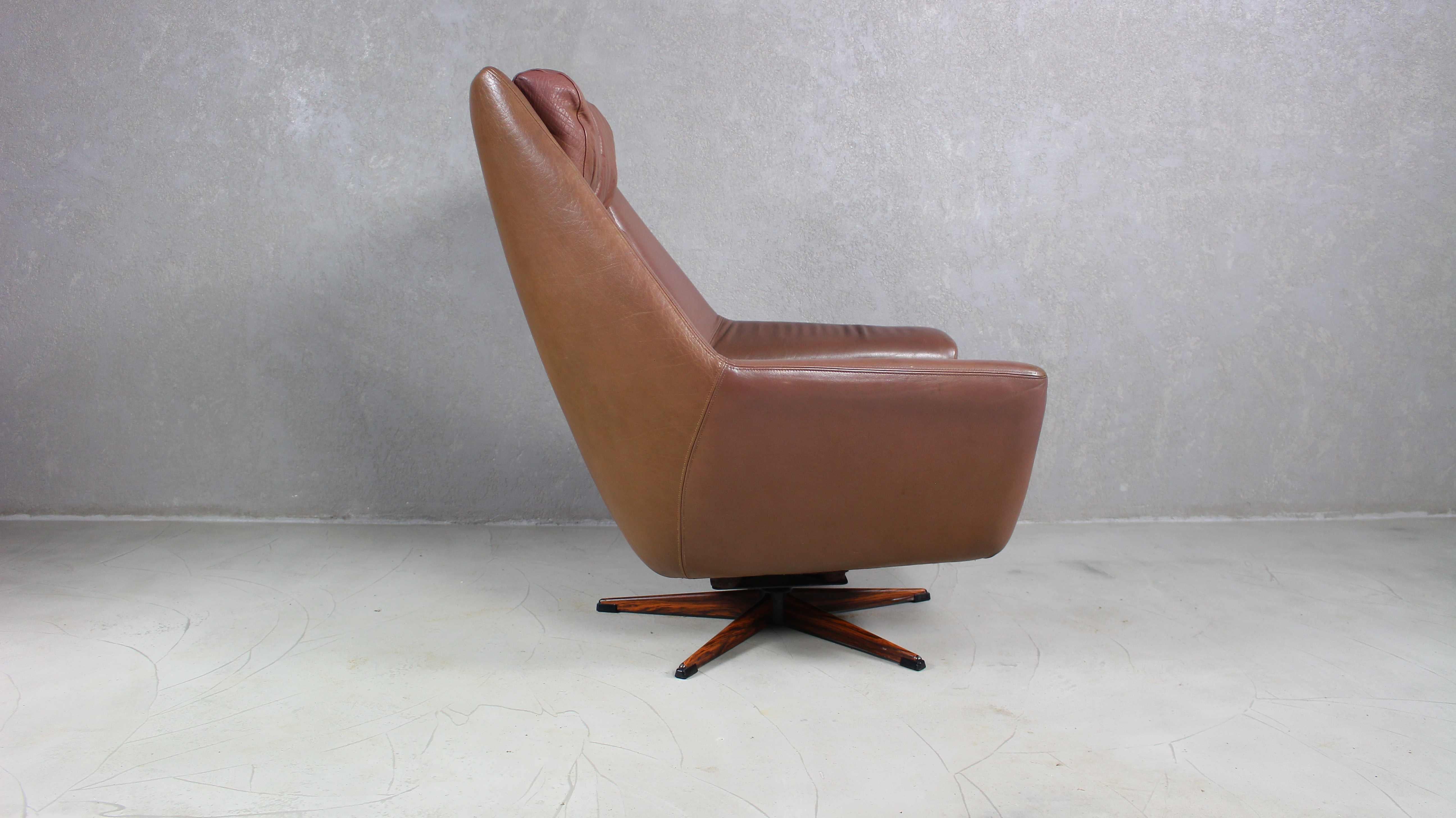 Danish Brown Leather Lounge Chair by Erhardsen & Andersen, 1970s 2