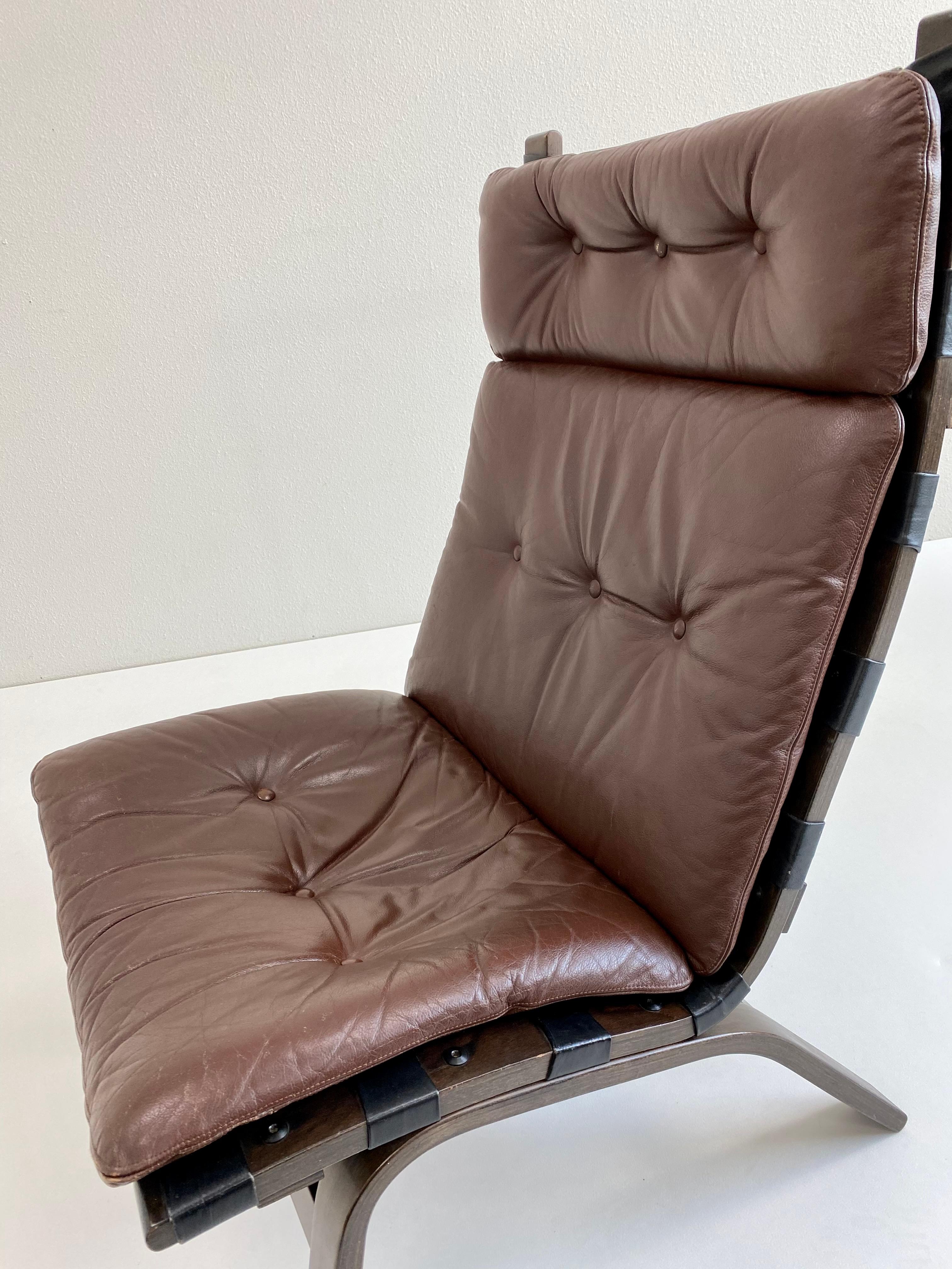 Danish Brown Leather Lounge Chair Farstrup, Denmark 1970 For Sale 5