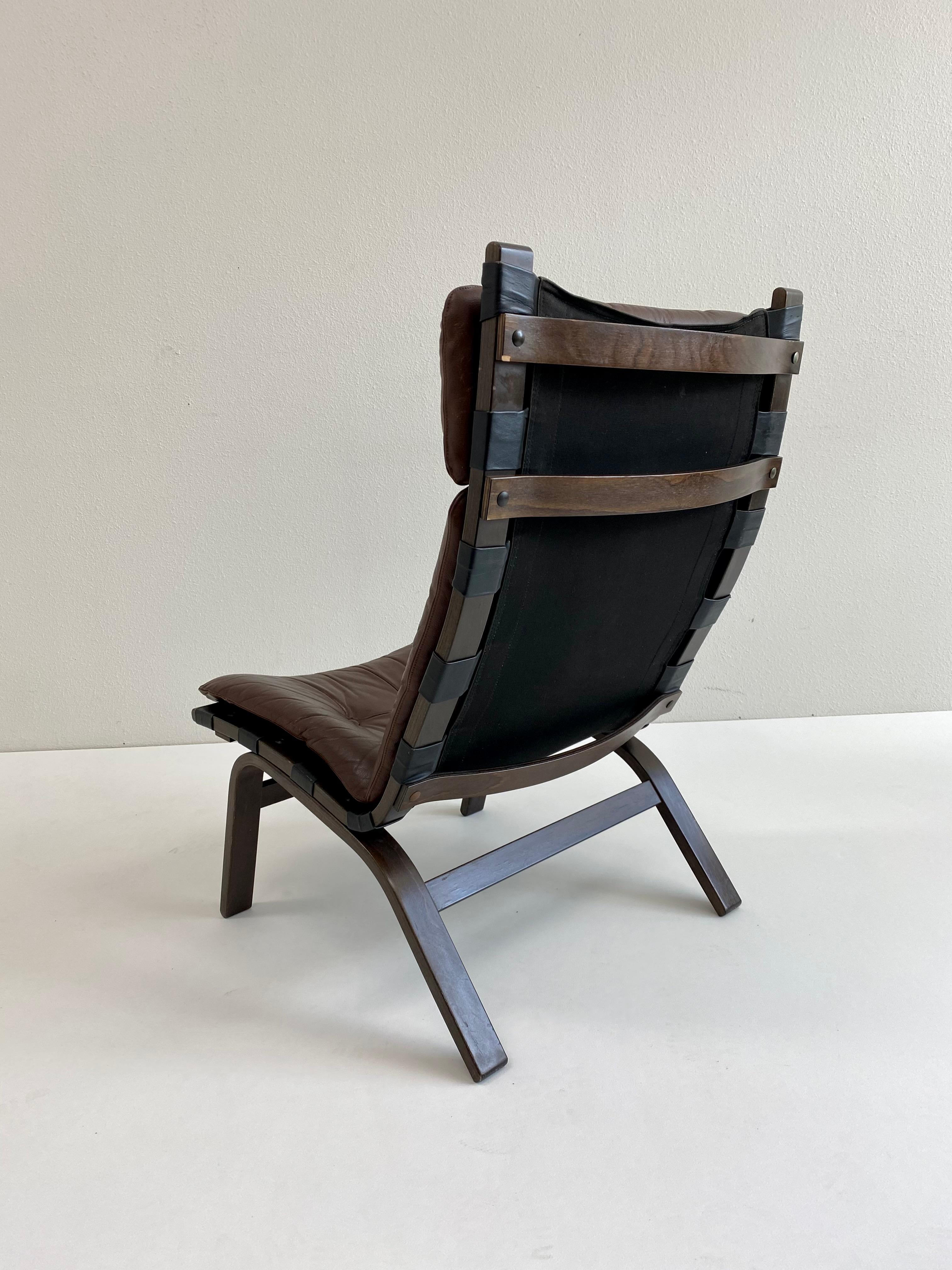 Danish Brown Leather Lounge Chair Farstrup, Denmark 1970 For Sale 7