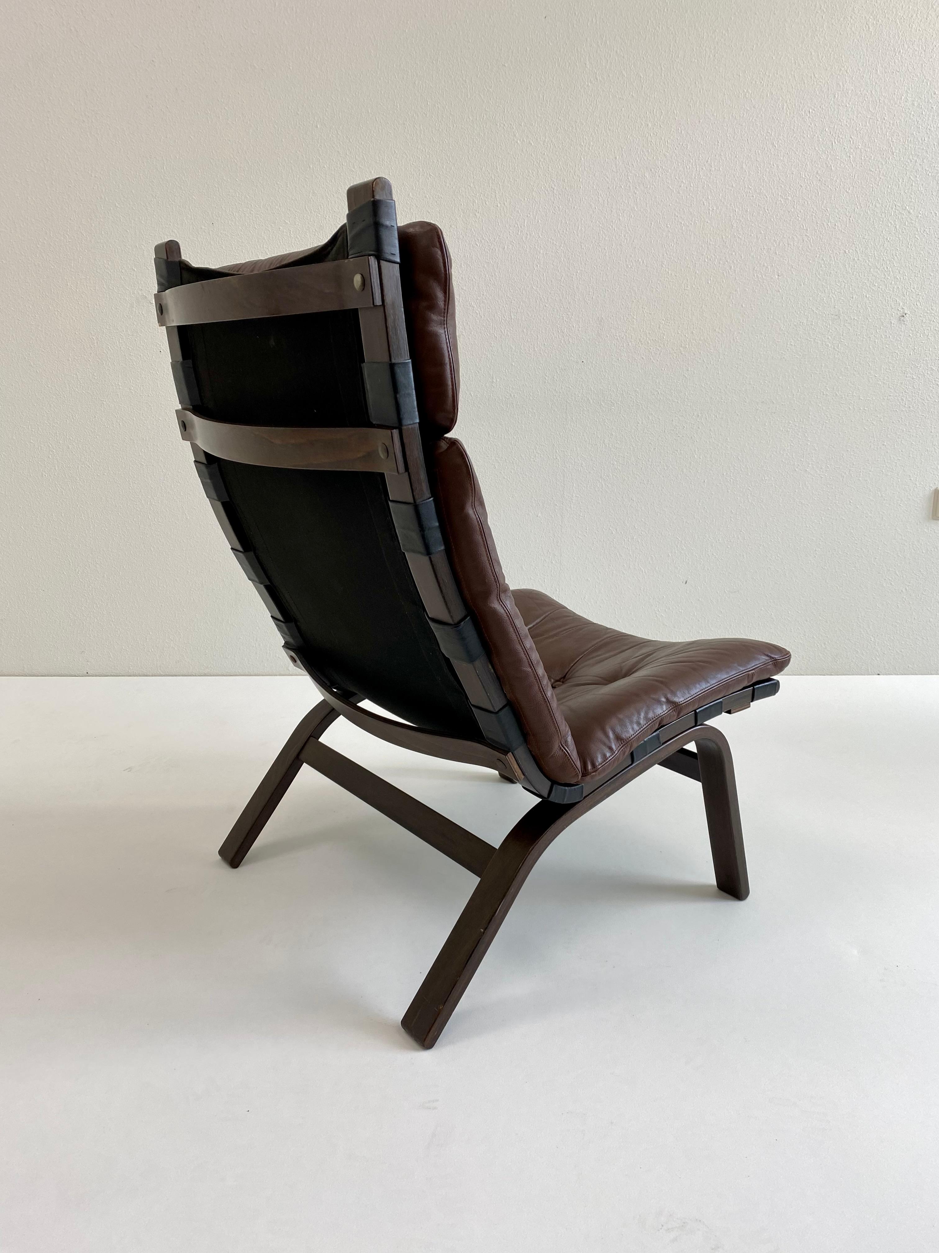 Danish Brown Leather Lounge Chair Farstrup, Denmark 1970 For Sale 8