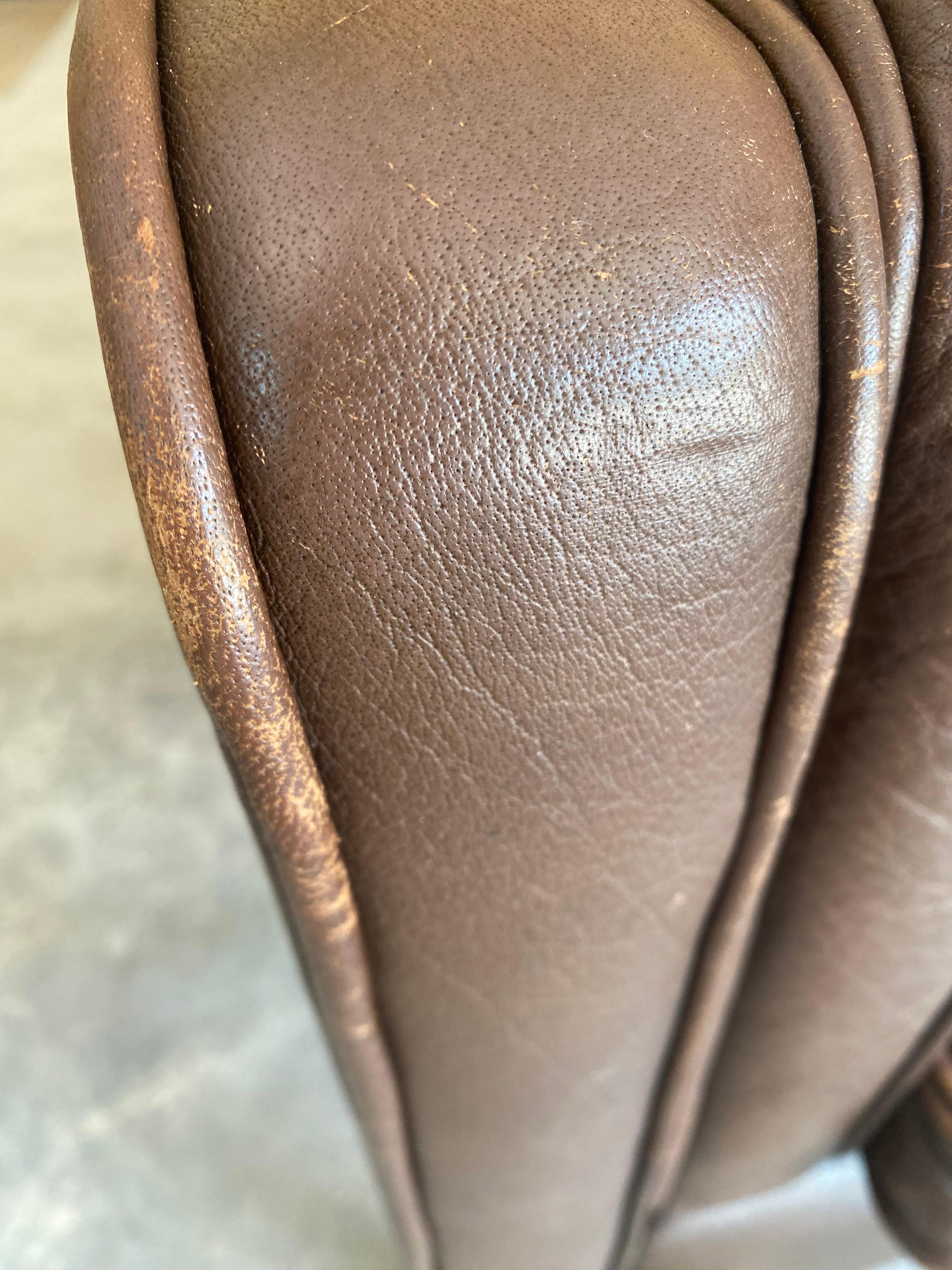 Divano danese in pelle marrone in vendita 3