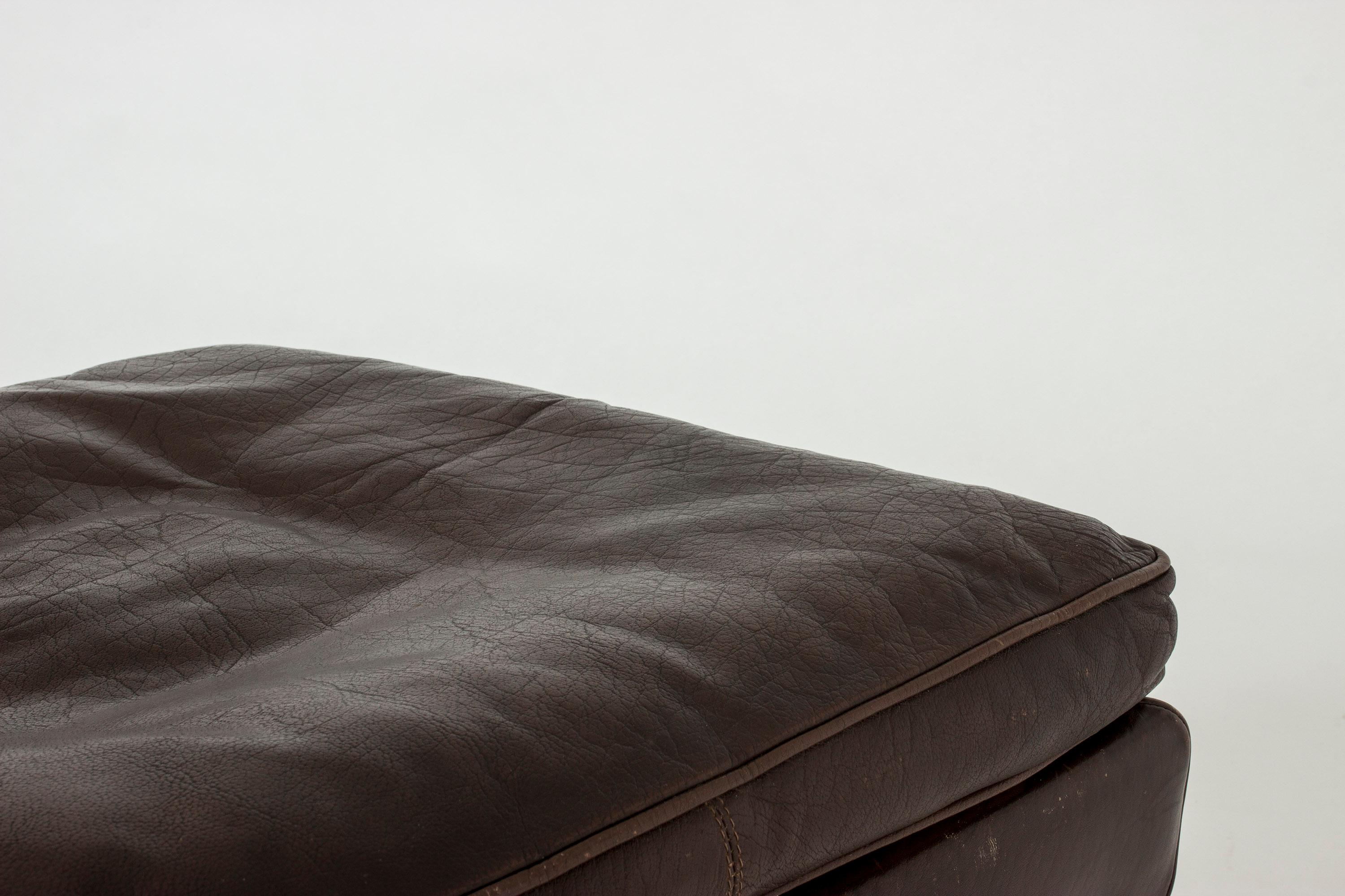 Mid-20th Century Danish Brown Leather Ottoman by Børge Mogensen for Fredericia Stolefabrik, 1960s