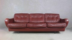 Canapé et fauteuils en cuir brun danois par Madsen & Schubell, années 1970