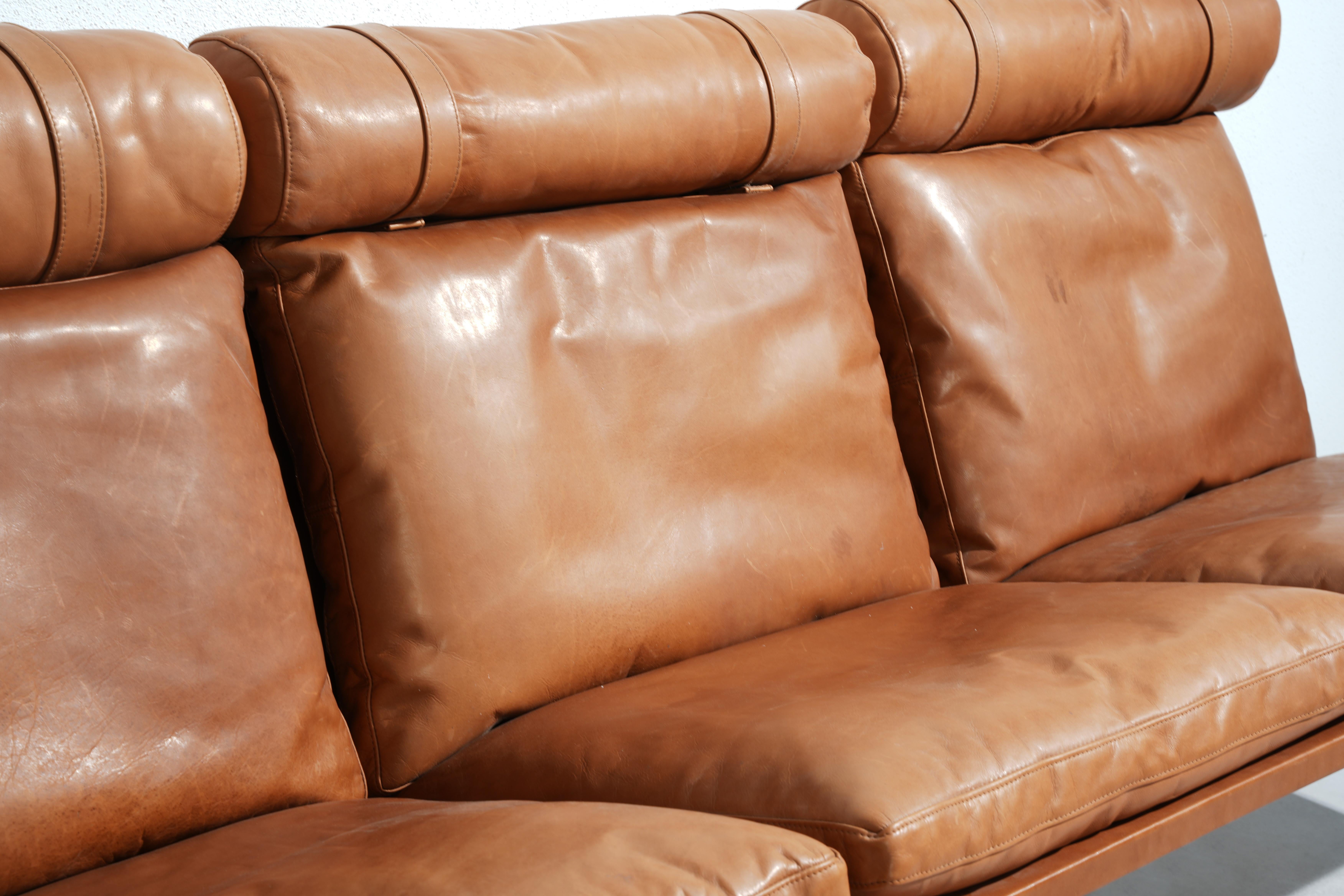 Danish Brown Leather Wall-Mounted Sofa by Fabricius / Kastholm, 1960ies For Sale 1