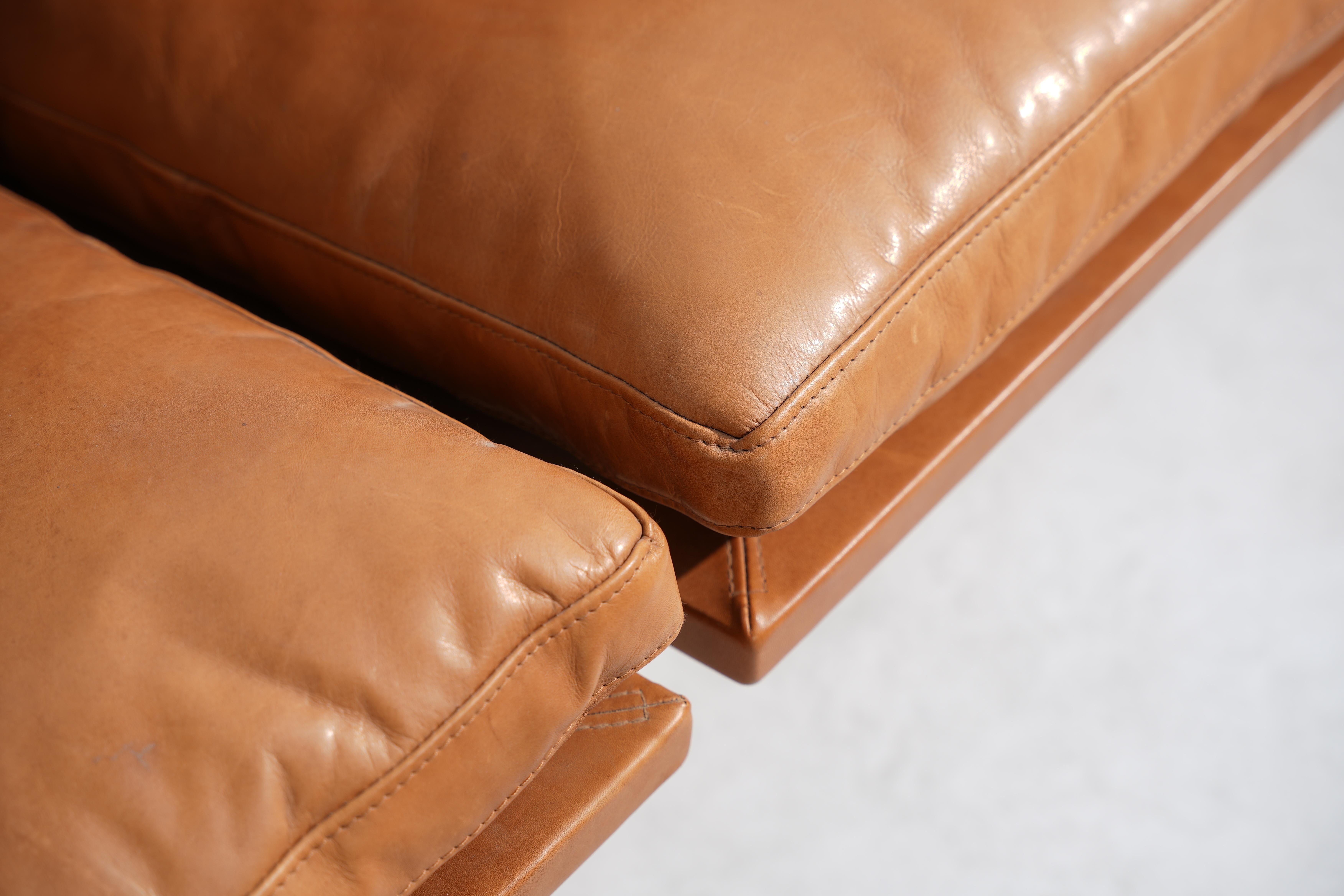Danish Brown Leather Wall-Mounted Sofa by Fabricius / Kastholm, 1960ies For Sale 2