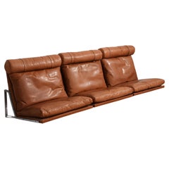Danish Brown Leather Wall-Mounted Sofa by Fabricius / Kastholm, 1960ies