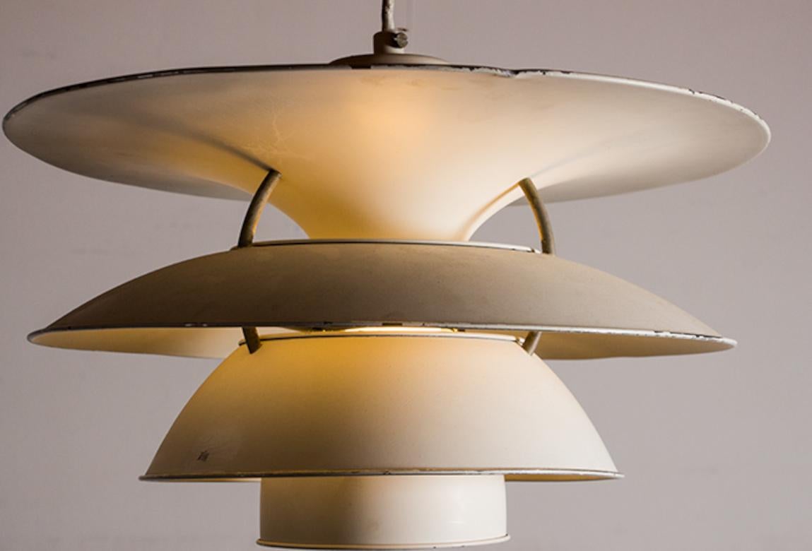 Danish brushed metal pendant light, model PH 6 ½ -6V by Poul Henningsen. For Sale 5