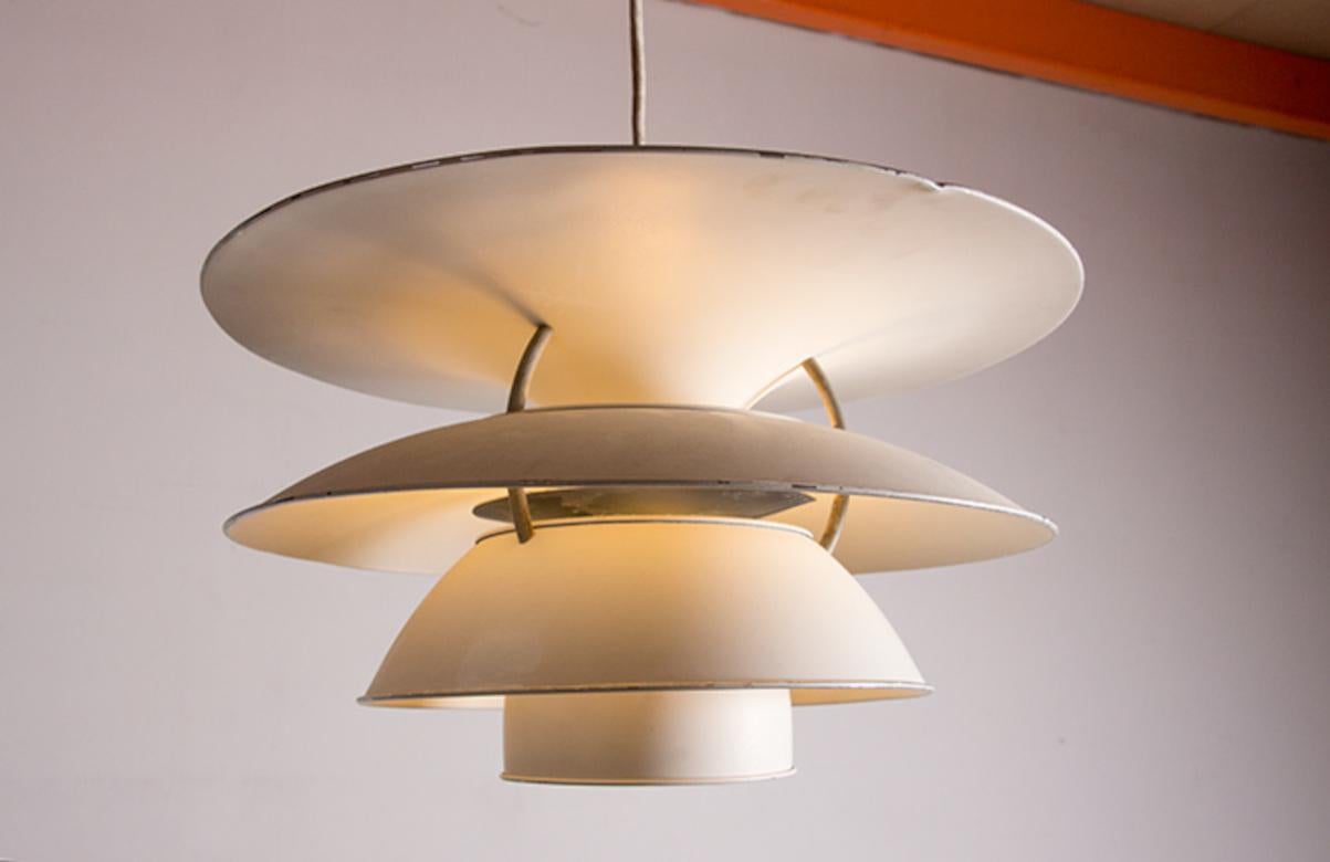 Danish brushed metal pendant light, model PH 6 ½ -6V by Poul Henningsen. For Sale 6