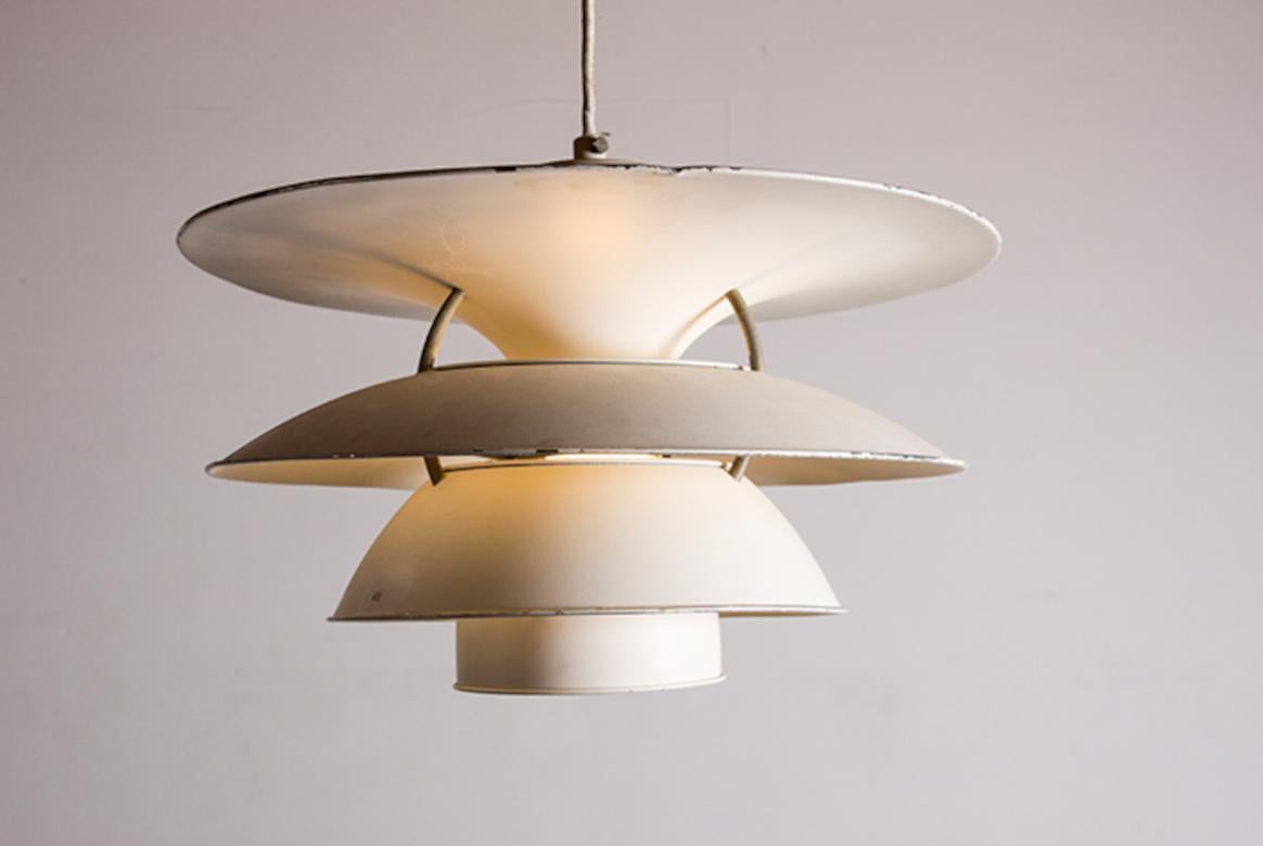 Danish brushed metal pendant light, model PH 6 ½ -6V by Poul Henningsen. For Sale 8