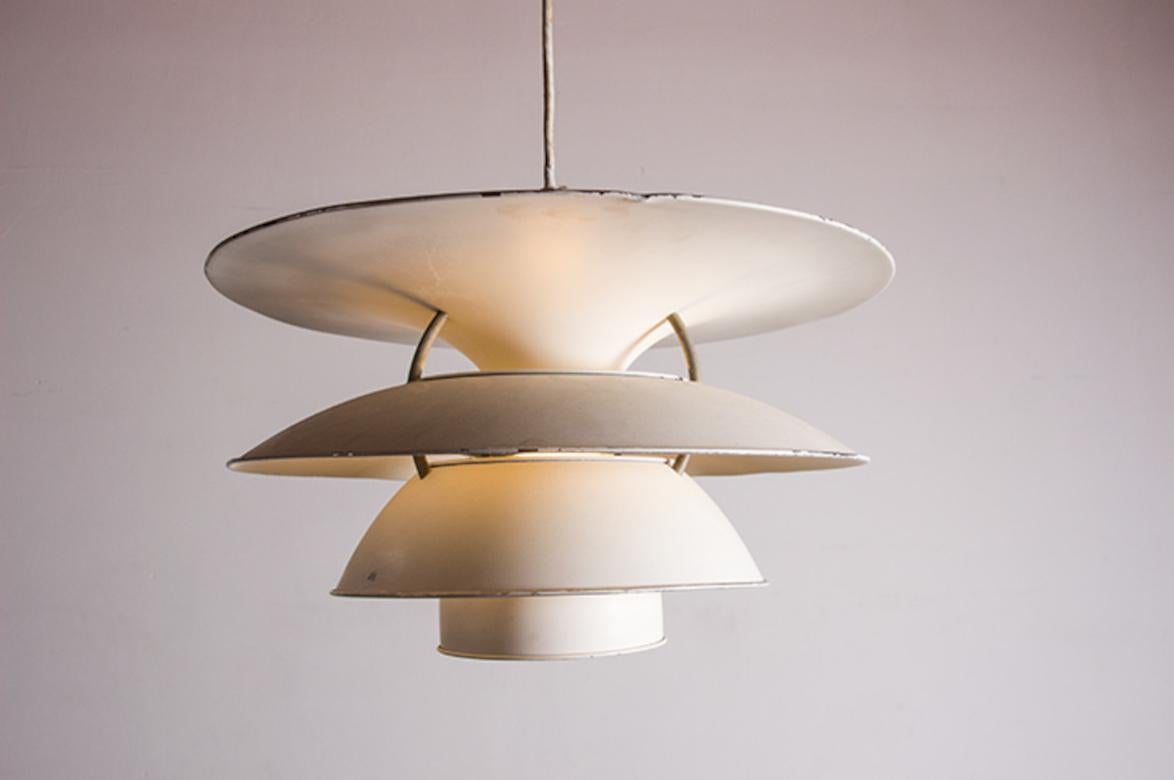 Danish brushed metal pendant light, model PH 6 ½ -6V by Poul Henningsen. For Sale 9